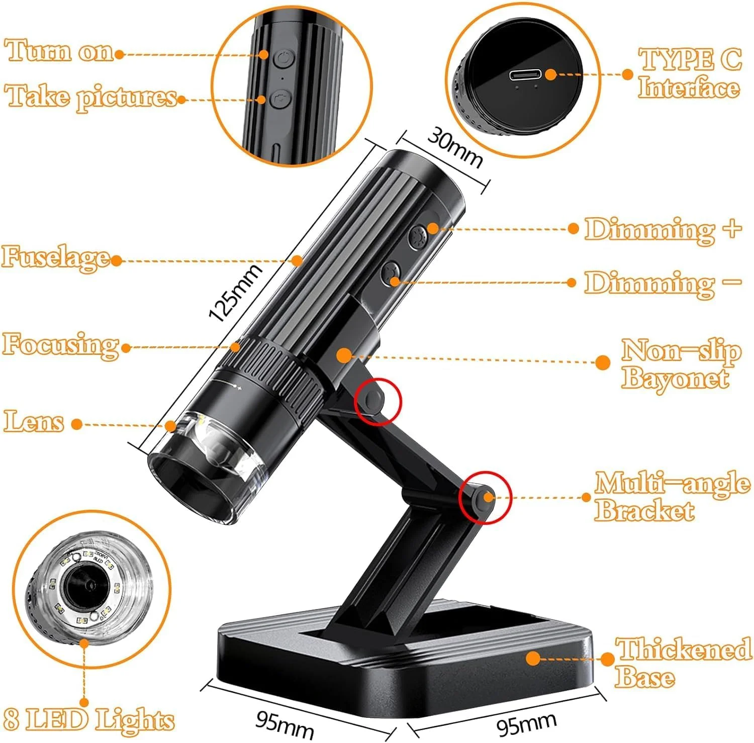 میکروسکوپ دیجیتال، بزرگنمایی 50X-1000X، میکروسکوپ سکه، میکروسکوپ جیبی دستی برای بزرگسالان، دوربین میکروسکوپ USB HD وای فای، 8 چراغ LED قابل تنظیم، مناسب برای تلفن همراه و کامپیوتر - مشکی میکروسکوپ دیجیتال، بزرگنمایی 50X-1000X، میکروسکوپ سکه، میکروسکوپ جیبی دستی برای بزرگسالان، دوربین میکروسکوپ USB HD وای فای، 8 چراغ LED قابل تنظیم، مناسب برای تلفن همراه و کامپیوتر - مشکی