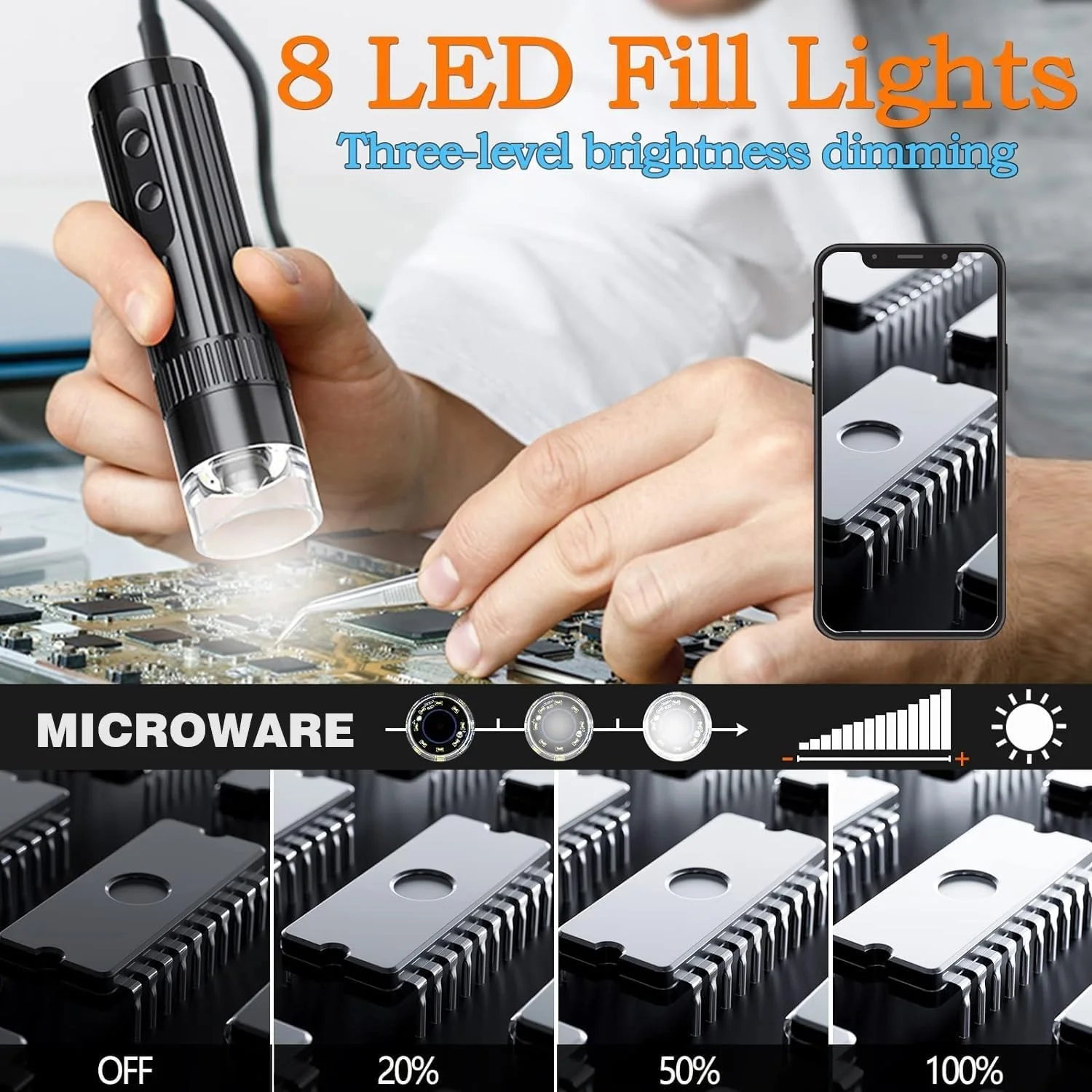 میکروسکوپ دیجیتال، بزرگنمایی 50X-1000X، میکروسکوپ سکه، میکروسکوپ جیبی دستی برای بزرگسالان، دوربین میکروسکوپ USB HD وای فای، 8 چراغ LED قابل تنظیم، مناسب برای تلفن همراه و کامپیوتر - مشکی میکروسکوپ دیجیتال، بزرگنمایی 50X-1000X، میکروسکوپ سکه، میکروسکوپ جیبی دستی برای بزرگسالان، دوربین میکروسکوپ USB HD وای فای، 8 چراغ LED قابل تنظیم، مناسب برای تلفن همراه و کامپیوتر - مشکی