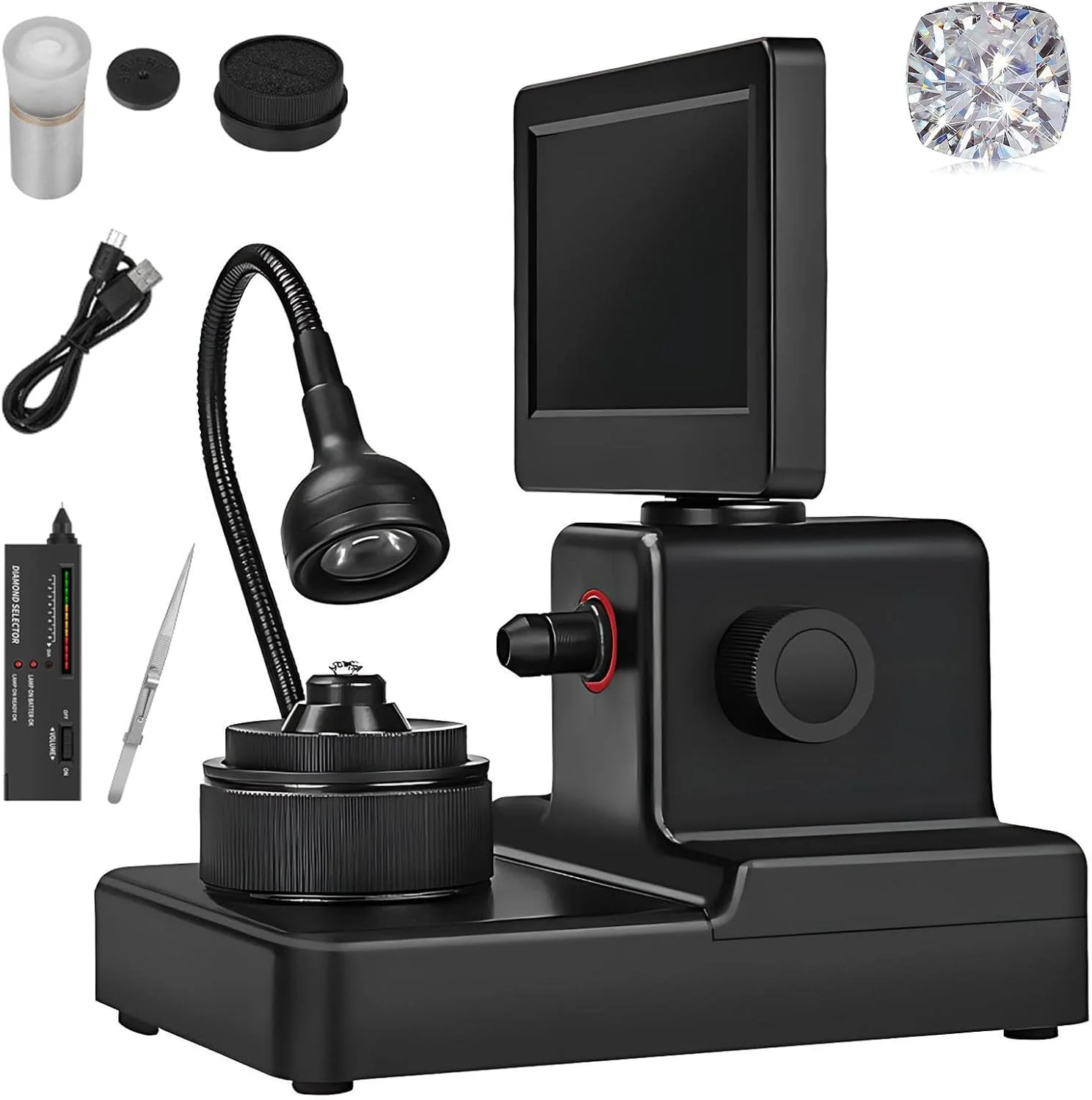 میکروسکوپ دیجیتال LCD 4.3 اینچی برای مشاهده کمربند الماس، بزرگنمایی 50-1500X، با نور LED، شناسایی دقیق، برای مشاهده نوشته های روی الماس