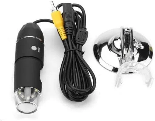 میکروسکوپ دیجیتال USB Auslese® با بزرگنمایی 50X تا 1000X به همراه خروجی AV برای تلویزیون، قابلیت عکس برداری/پایه انعطاف پذیر، 8 چراغ LED داخلی قابل تنظیم برای بازرسی/اندازه گیری PCB