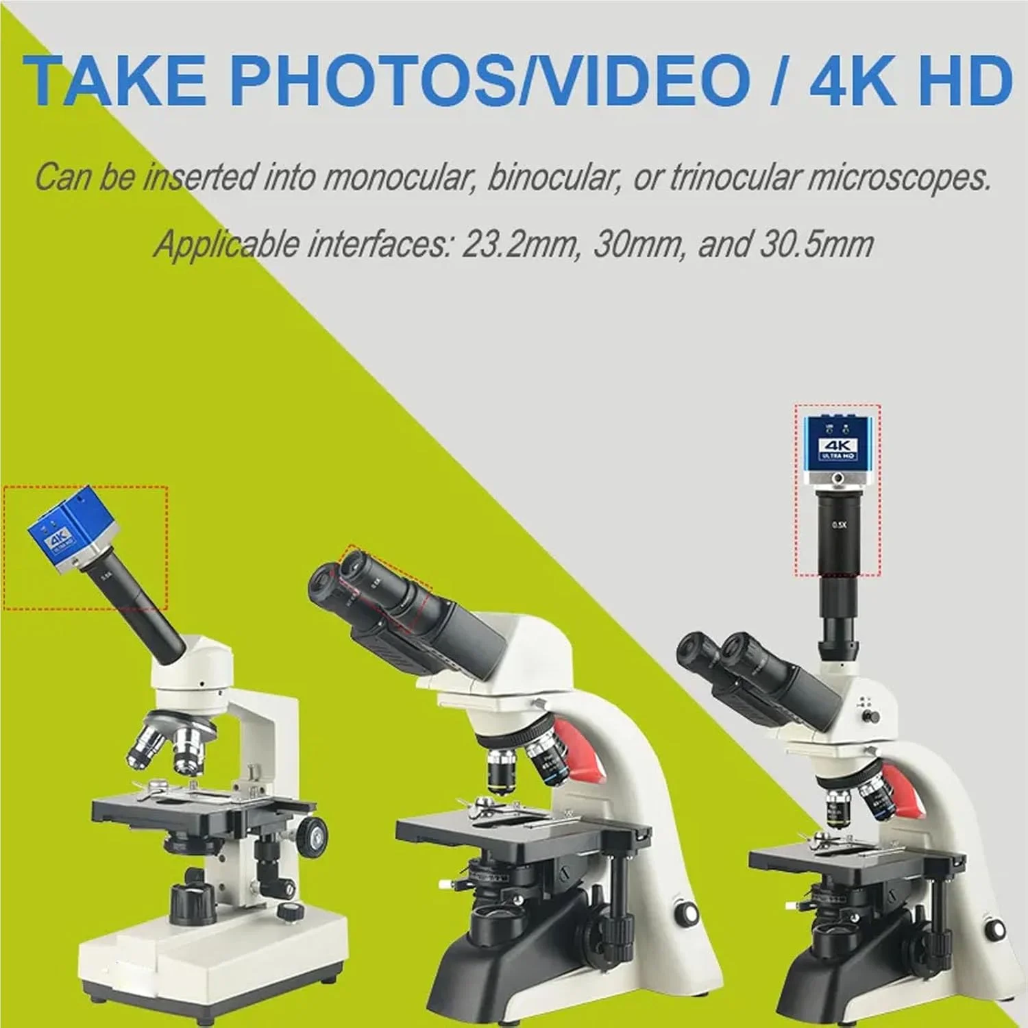 دوربین میکروسکوپ صنعتی Asixxsix، کیفیت 4K HD 8.3MP با رزولوشن 3840x2160 و سنسور 1/1.8، دوربین میکروسکوپ ویدیویی با چشمی الکترونیکی، دیجیتال برای مطالعه