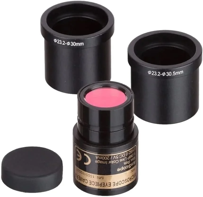 میکروسکوپ ترکیبی دوچشمی LED سری AmScope B120 - بزرگنمایی 40X-2500X - شامل دوربین USB 5 مگاپیکسلی و سر Siedentopf