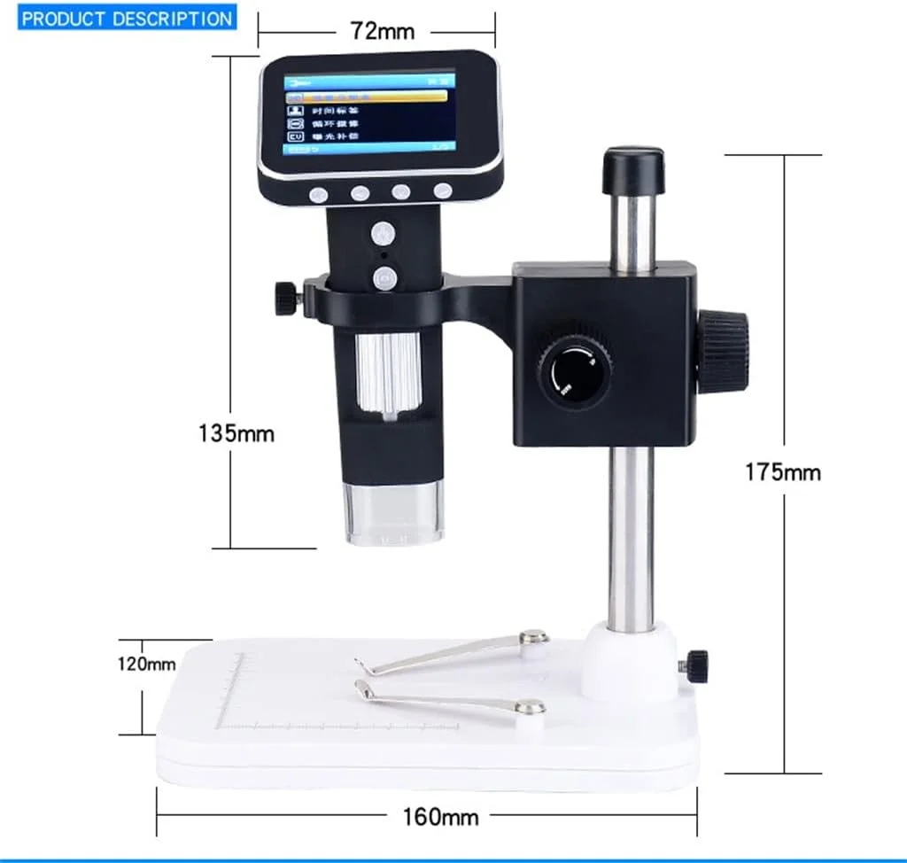 میکروسکوپ دیجیتال 200 واتی با صفحه نمایش 3.5 اینچی، میکروسکوپ دستی قابل حمل، همانطور که نشان داده شده است