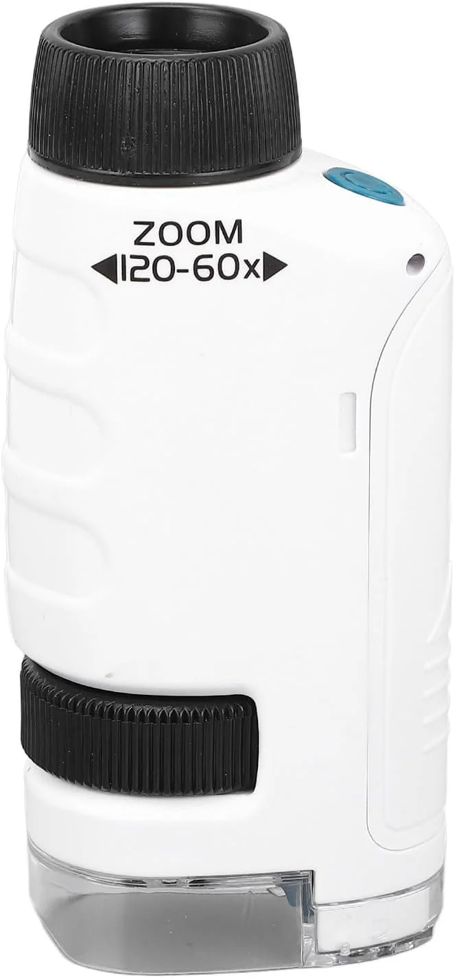 میکروسکوپ دیجیتال دستی، ذره بین برای کودکان، دانش آموزان و بزرگسالان با بزرگنمایی 60X تا 120X، نور LED، لنز نوری HD، میکروسکوپ جیبی قابل حمل برای مشاهده روزانه