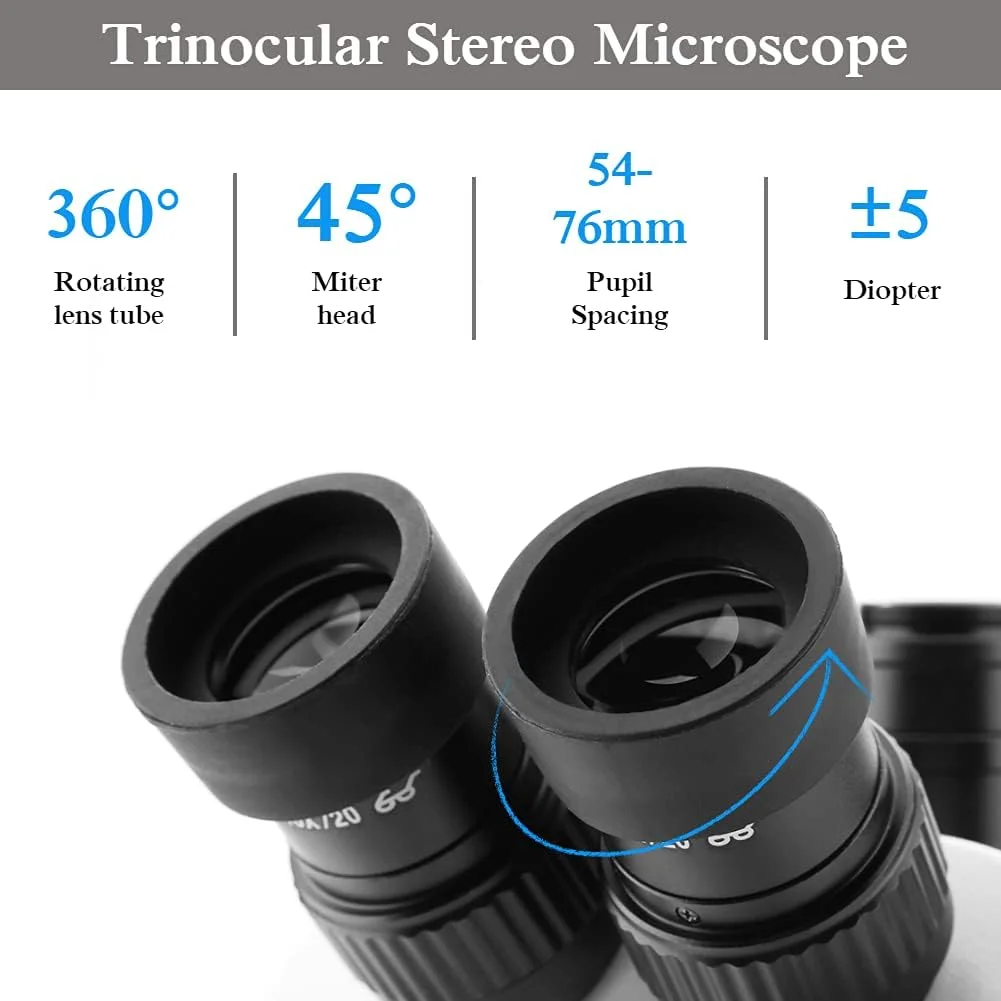 میکروسکوپ استریو زوم ترینوکولار 90X-3.5X با قابلیت تنظیم فاصله کاری 30 تا 165 میلی‌متر برای صنایع الکترونیک و پردازش سخت‌افزار (مطابق مقررات اروپا)