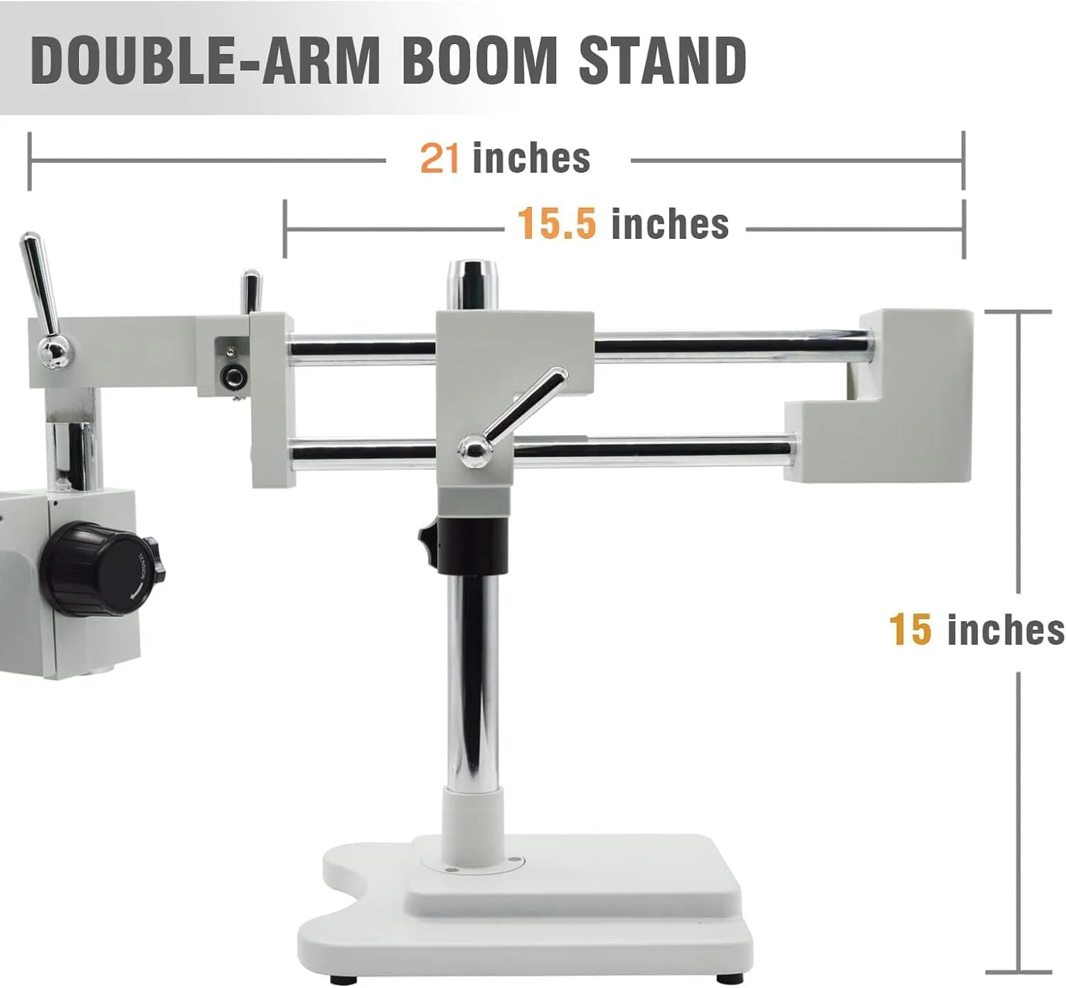 میکروسکوپ استریو زوم حرفه ای ترینوکولار، بزرگنمایی 3.5X-90X با چشمی های WF10X، لنز زوم 0.7X-4.5X و لنز کمکی 0.5X و 2.0X، پایه بوم دو بازویی، چراغ حلقه ای LED 56S