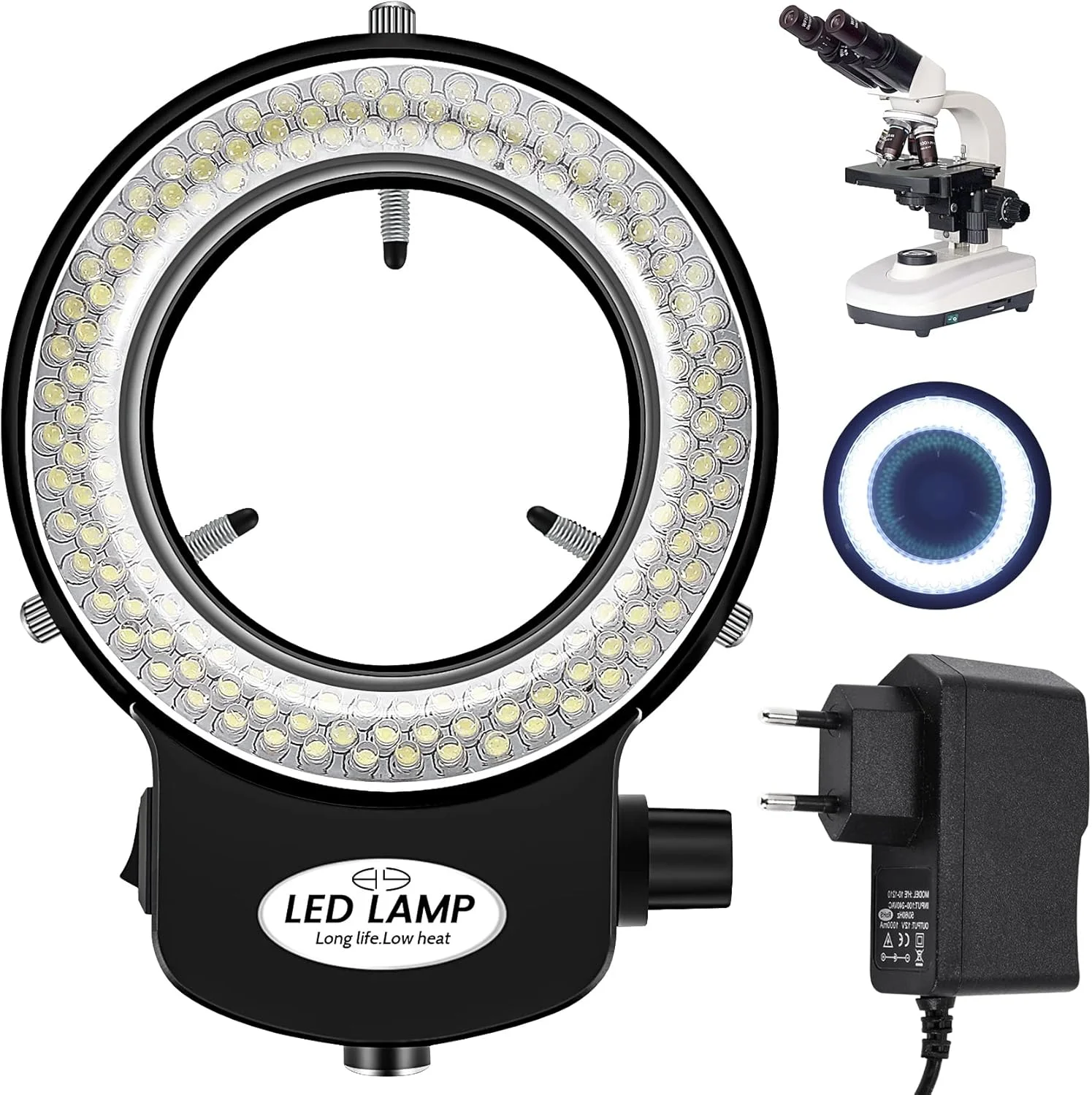 حلقه نور میکروسکوپ 144 LED Jevina با قابلیت تنظیم 0-100% برای روشنایی میکروسکوپ