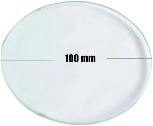 یک عدد صفحه شیشه ای شفاف با زیر گرد مناسب استیج میکروسکوپ استریو، قطر 95 یا 100 میلی متر (سایز: 100 میلی متر)