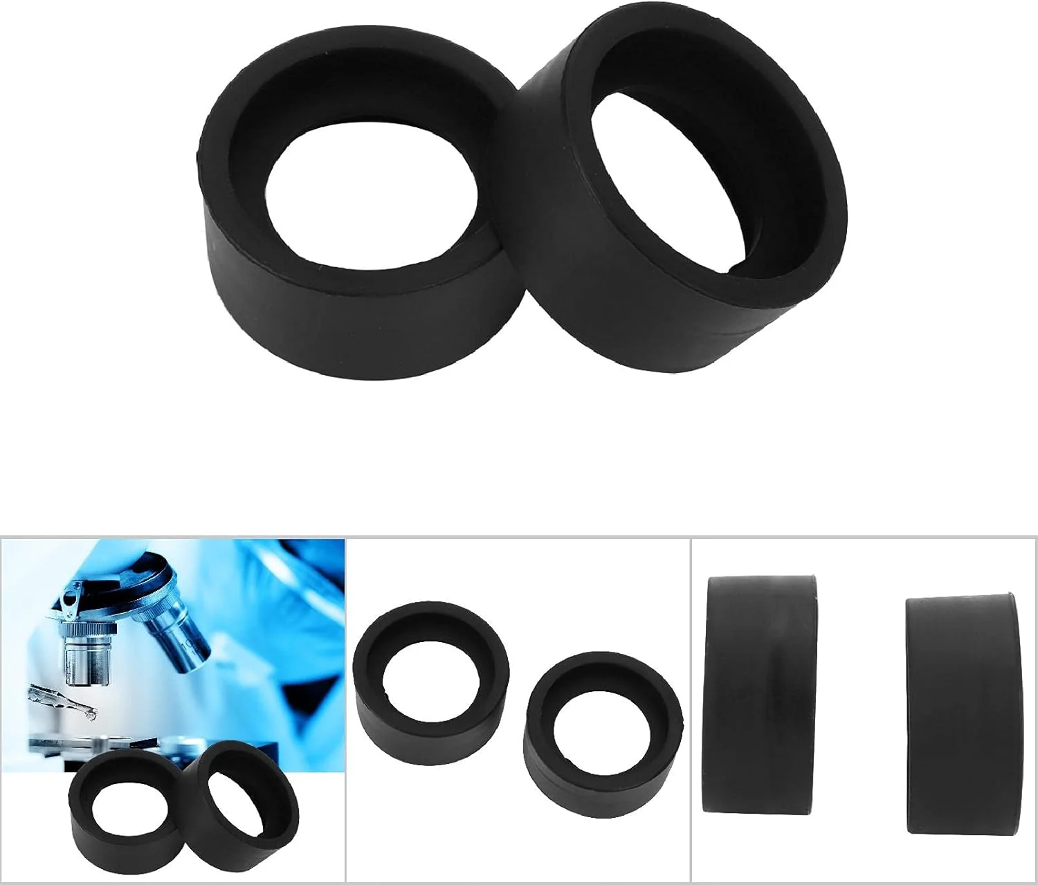 Eujgoov 2 عدد روکش چشمی لاستیکی نرم 36 میلی متری، لوازم جانبی میکروسکوپ استریو برای میکروسکوپ استریو 32-36 میلی متری (زاویه مورب) (زاویه تخت KP-H2)