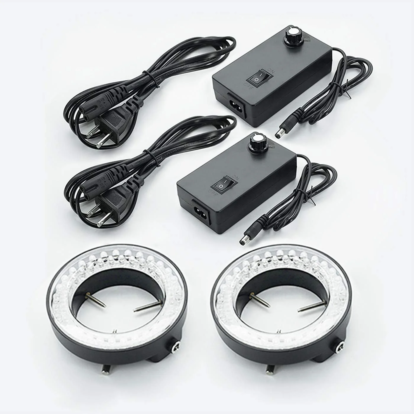 DEVMO 2 عدد چراغ حلقه ای 60 LED قابل تنظیم برای میکروسکوپ استریو زوم