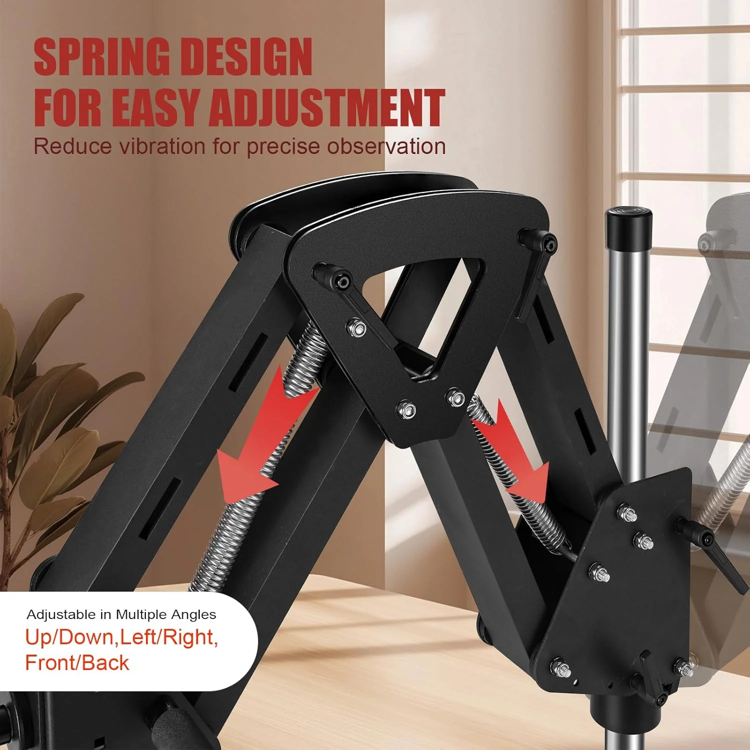 پایه میکروسکوپ جواهرات DZQ مدل ZQ-1X، پایه فنری چند جهته قابل تنظیم با گیره برای میکروسکوپ های استریو