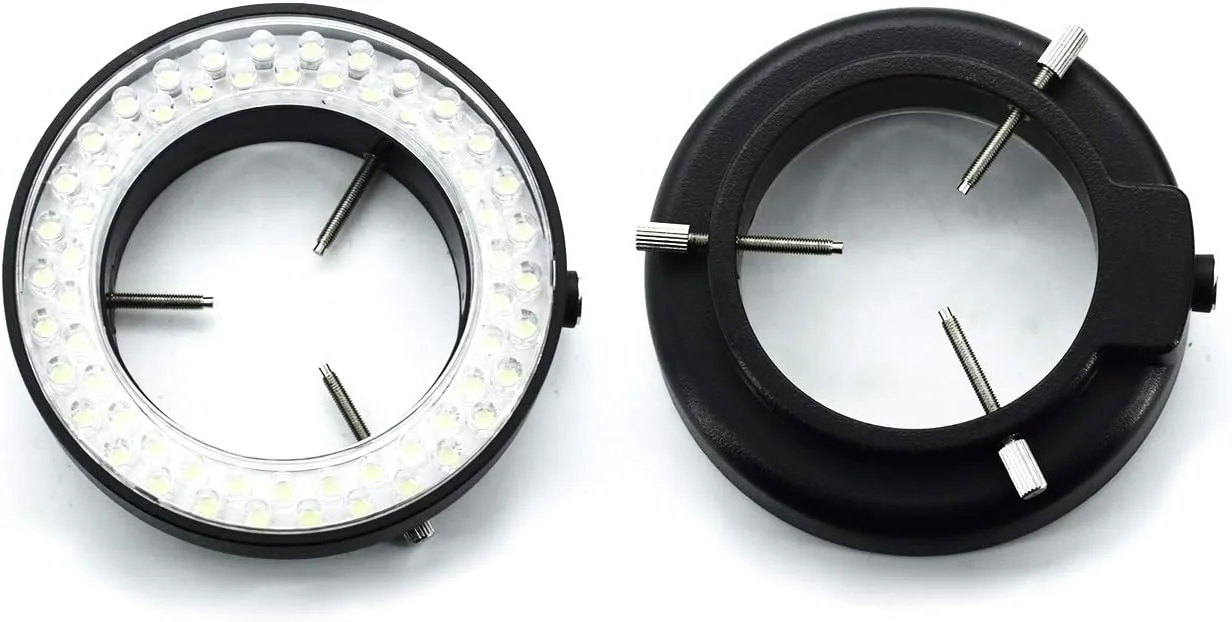 DEVMO 2 عدد چراغ حلقه ای 60 LED قابل تنظیم برای میکروسکوپ استریو زوم