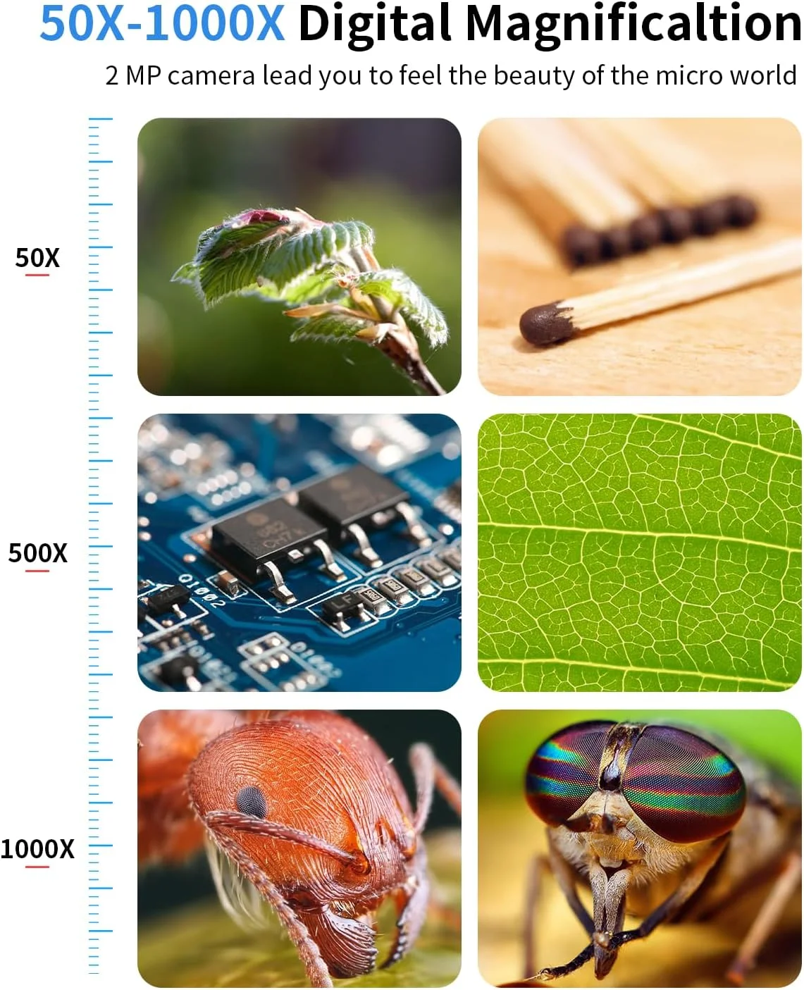 میکروسکوپ دیجیتال 4.3 اینچی، LED 50X-1000X، فلزی و شیشه ای، USB، مدل 307-B