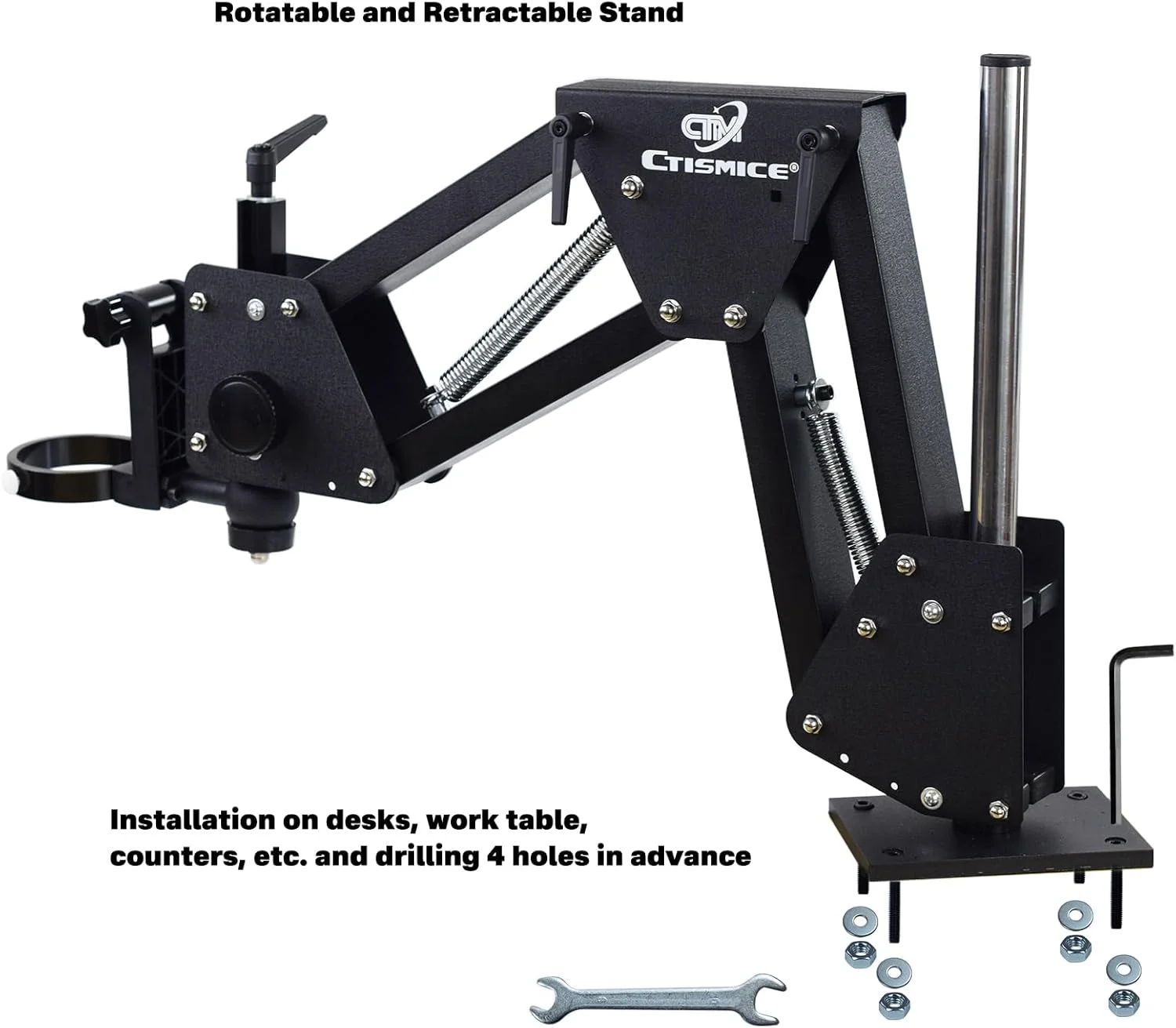 میکروسکوپ جواهرات، میکروسکوپ آینه ای منبت کاری شده 7X-45X با پایه فنری چند جهته، روشنایی حلقه ای 60 واتی و دیمر برای تنظیم الماس، حکاکی دستی و ساخت جواهرات