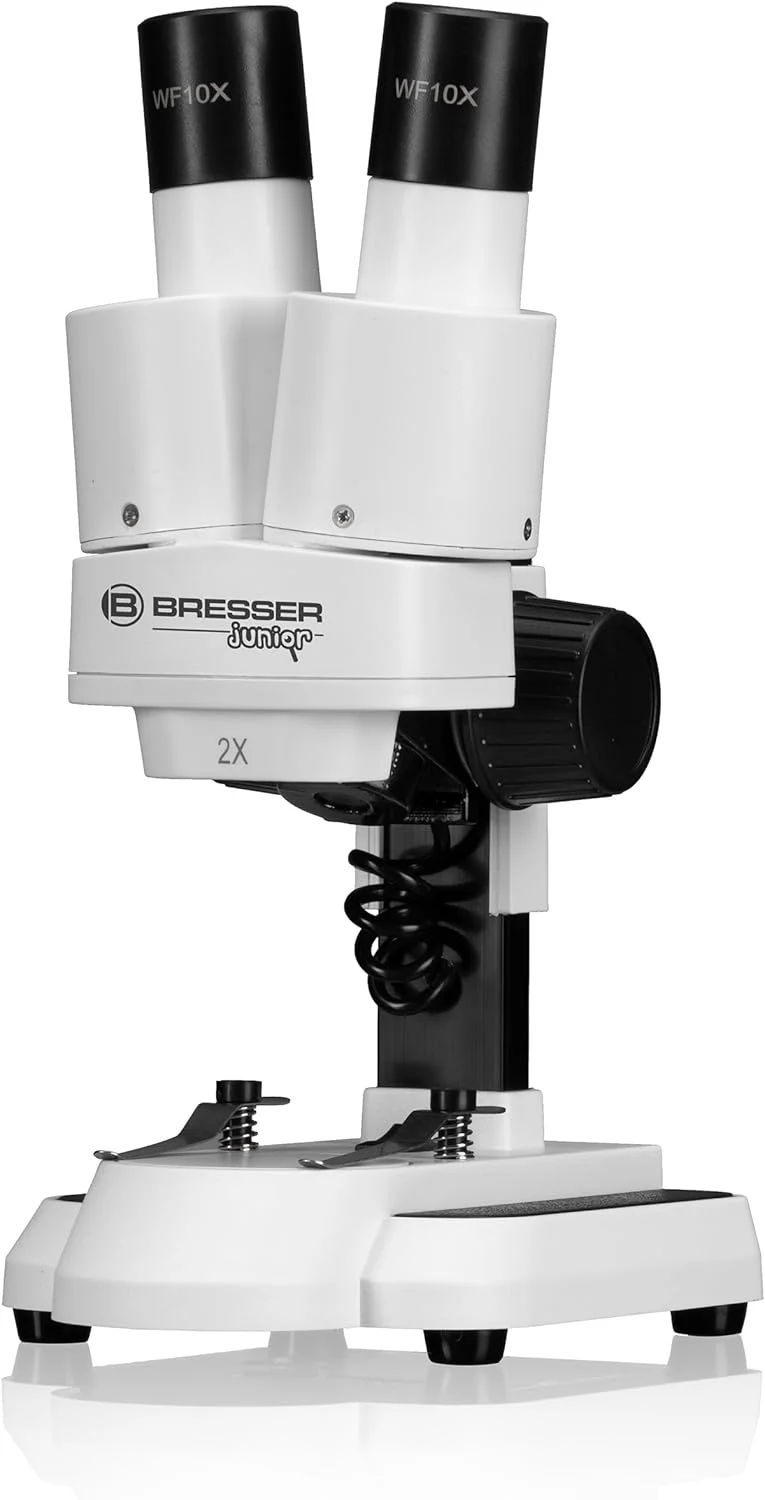 میکروسکوپ استریو سه بعدی Bresser Junior ICD-Pro با بزرگنمایی 20 و 50 برابر برای کودکان و بزرگسالان برای مشاهده سنگ ها، سکه ها، حشرات و موارد دیگر، 20x / 50x
