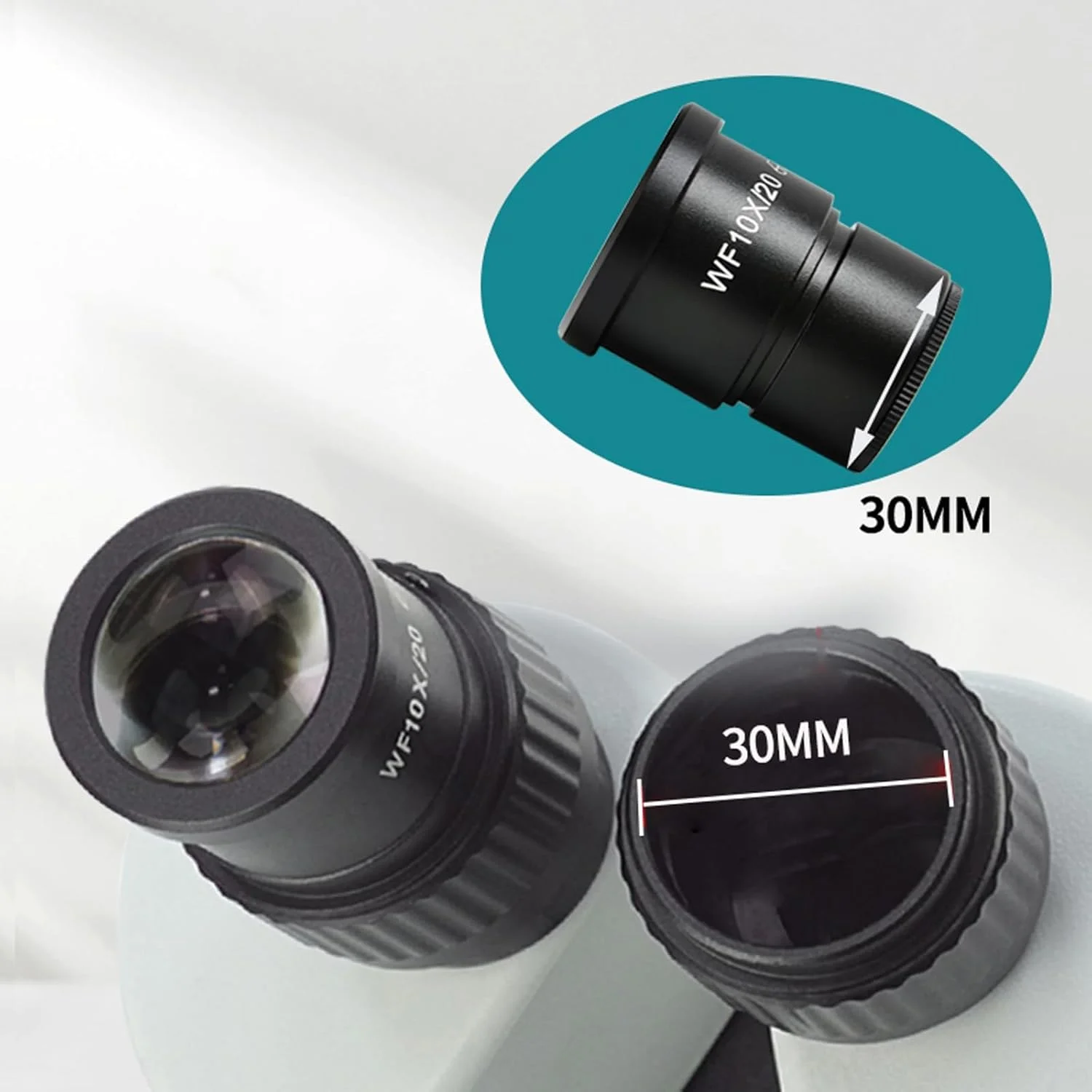 عدسی چشمی استریو میکروسکوپ زاویه باز BORDSTRACT با بزرگنمایی 10X/20، اندازه نصب 30 میلی متر، مشکی، شیشه فلزی