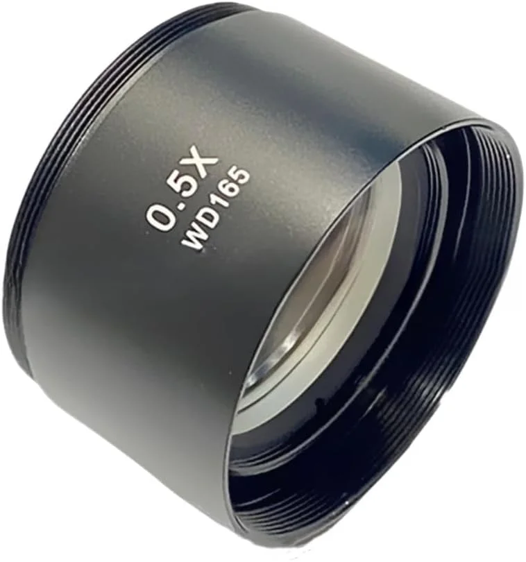 لنز شیئی کمکی 0.5X میکروسکوپ لنز دوربین WD165 برای میکروسکوپ استریو زوم سه چشمی لنز شیشه ای بارلو