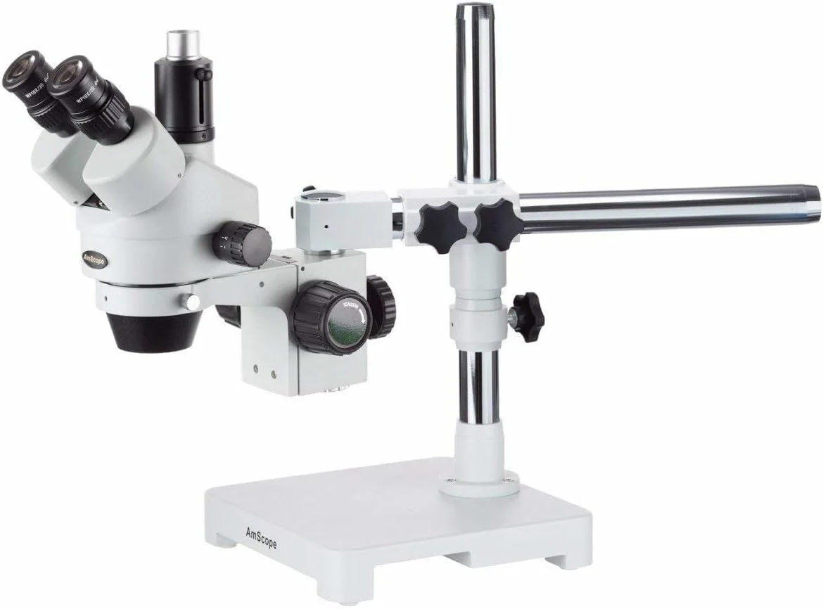 میکروسکوپ استریو زوم حرفه ای سه چشمی AmScope SM-3T، چشمی های WH10x، بزرگنمایی 7X-45X، لنز زوم 0.7X-4.5X، نور محیطی، پایه بوم تک بازویی میکروسکوپ استریو زوم حرفه ای سه چشمی AmScope SM-3T، چشمی های WH10x، بزرگنمایی 7X-45X، لنز زوم 0.7X-4.5X، نور محیطی، پایه بوم تک بازویی