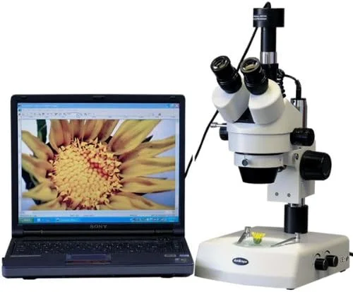میکروسکوپ استریو زوم 90X-3.5X با دو چراغ هالوژن + دوربین 10 مگاپیکسلی