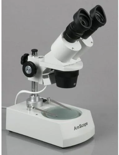 میکروسکوپ استریو دو چشمی دانش آموزی AmScope با نور دوگانه بزرگنمایی 40x-80x