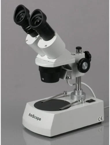 میکروسکوپ استریو دو چشمی دانش آموزی AmScope با نور دوگانه بزرگنمایی 40x-80x