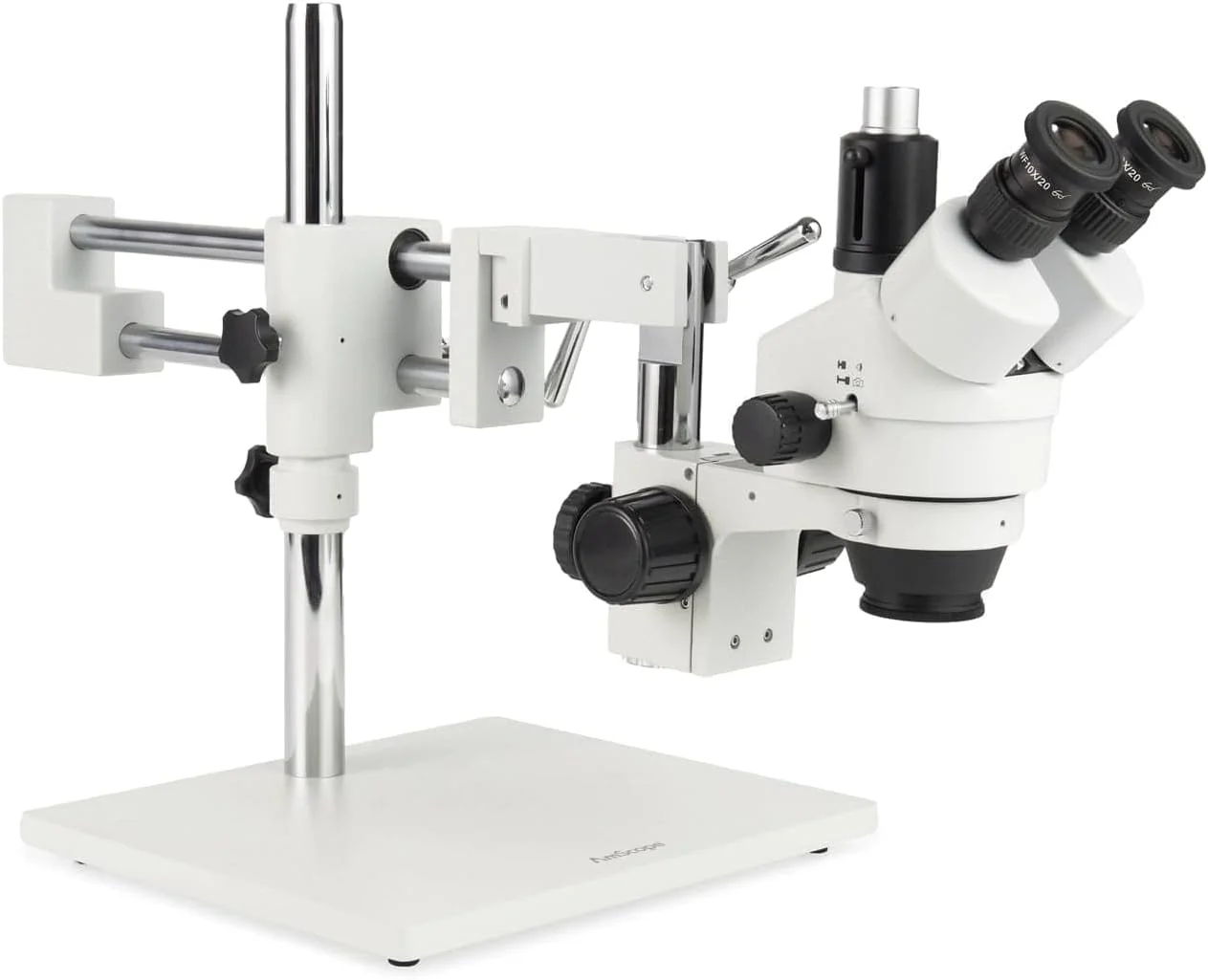 میکروسکوپ استریو زوم سه چشمی با بازوی بوم AmScope 3.5X-90X با نور 144-LED متغیر