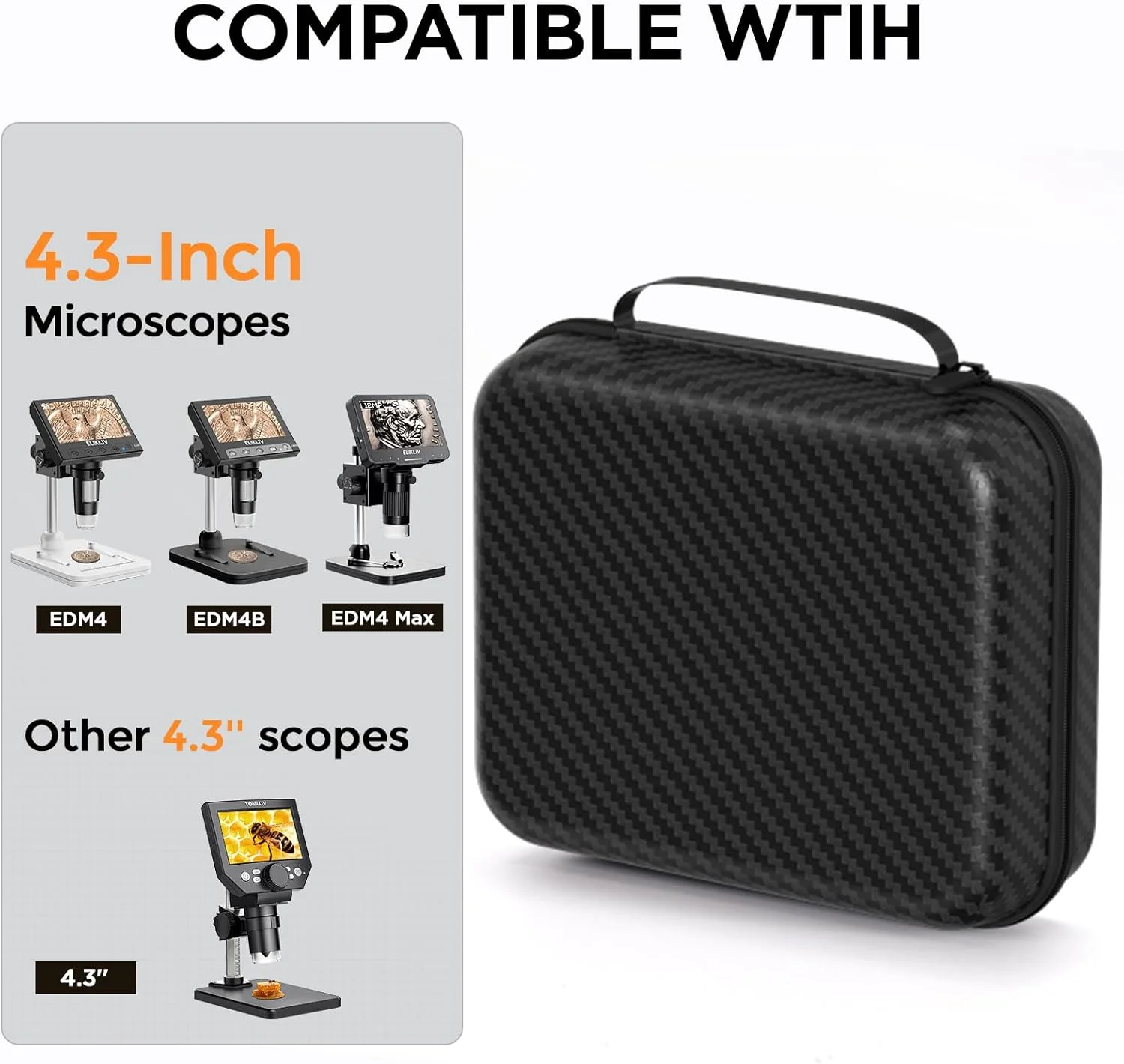 کیف حمل میکروسکوپ Elikliv مناسب برای مدل های EDM4, EDM4B, EDM4 Max، دوربین دوچشمی، دارای جیب توری داخلی و بست زیپی ایمن