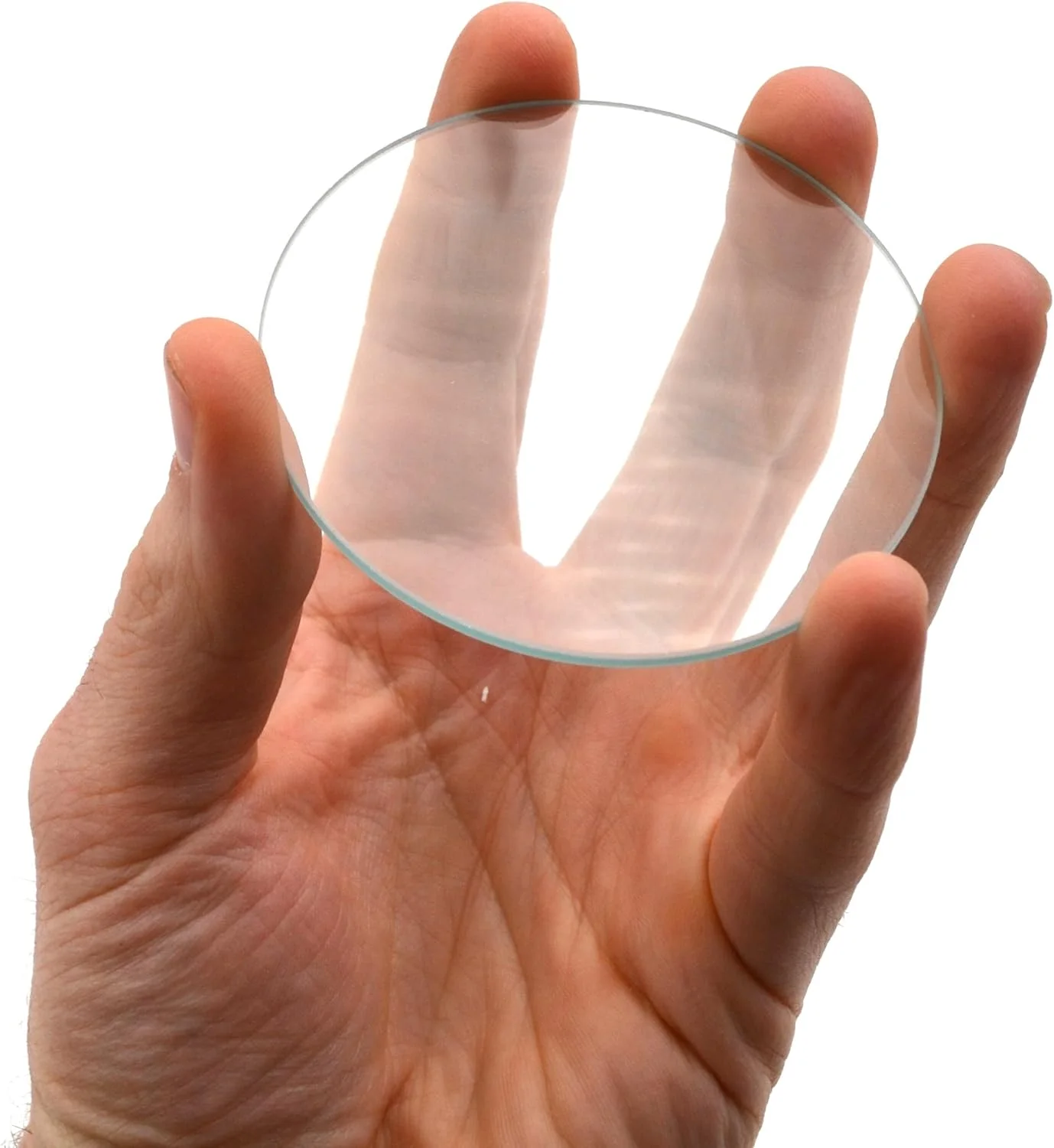 عدسی محدب دو طرفه، فاصله کانونی 500 میلی متر، قطر 3 اینچ (75 میلی متر) - کروی، عدسی شیشه ای با پرداخت نوری - لبه های سنگ خورده، صیقلی - عالی برای کلاس های فیزیک - Eisco Labs