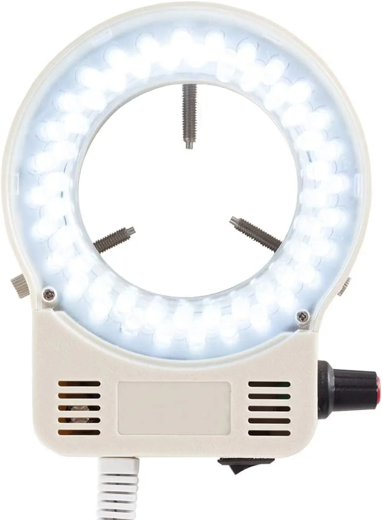 حلقه نور میکروسکوپ 65 میلی‌متری با 56 ال‌ای‌دی قابل تنظیم برای میکروسکوپ استریو (سفید)