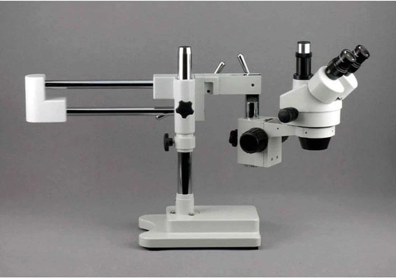 میکروسکوپ استریو زوم ترینوکولار حرفه ای AmScope 3.5X-90X روی بازوی بوم دوتایی