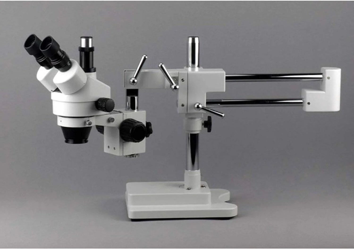 میکروسکوپ استریو زوم ترینوکولار حرفه ای AmScope 3.5X-90X روی بازوی بوم دوتایی