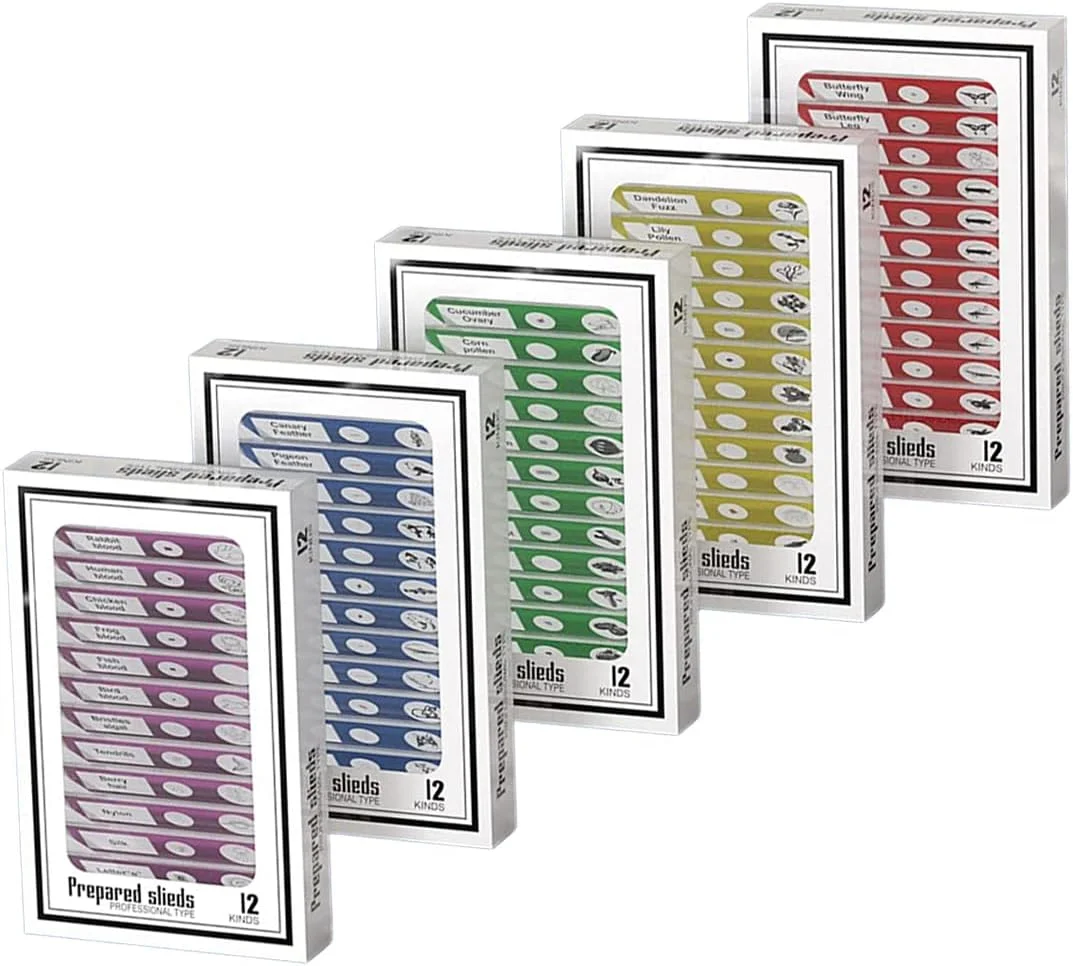 اسلایدهای پلاستیکی آماده میکروسکوپ برای کودکان، 60 عدد نمونه های جانوران حشرات گیاهان گل ها اسلاید میکروسکوپ استریو نمونه بیولوژیکی برای برنامه های علمی زیست شناسی دانشجویان و بزرگسالان