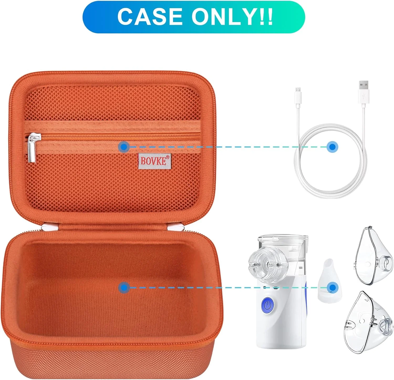 کیف میکروسکوپ BOVKE سازگار با میکروسکوپ کودکان، میکروسکوپ دستی 1000X کودکان، مینی میکروسکوپ قابل حمل برای کیف مسافرتی کودکان با جیب توری برای کابل های دیتا و اسلایدهای نمونه، نارنجی
