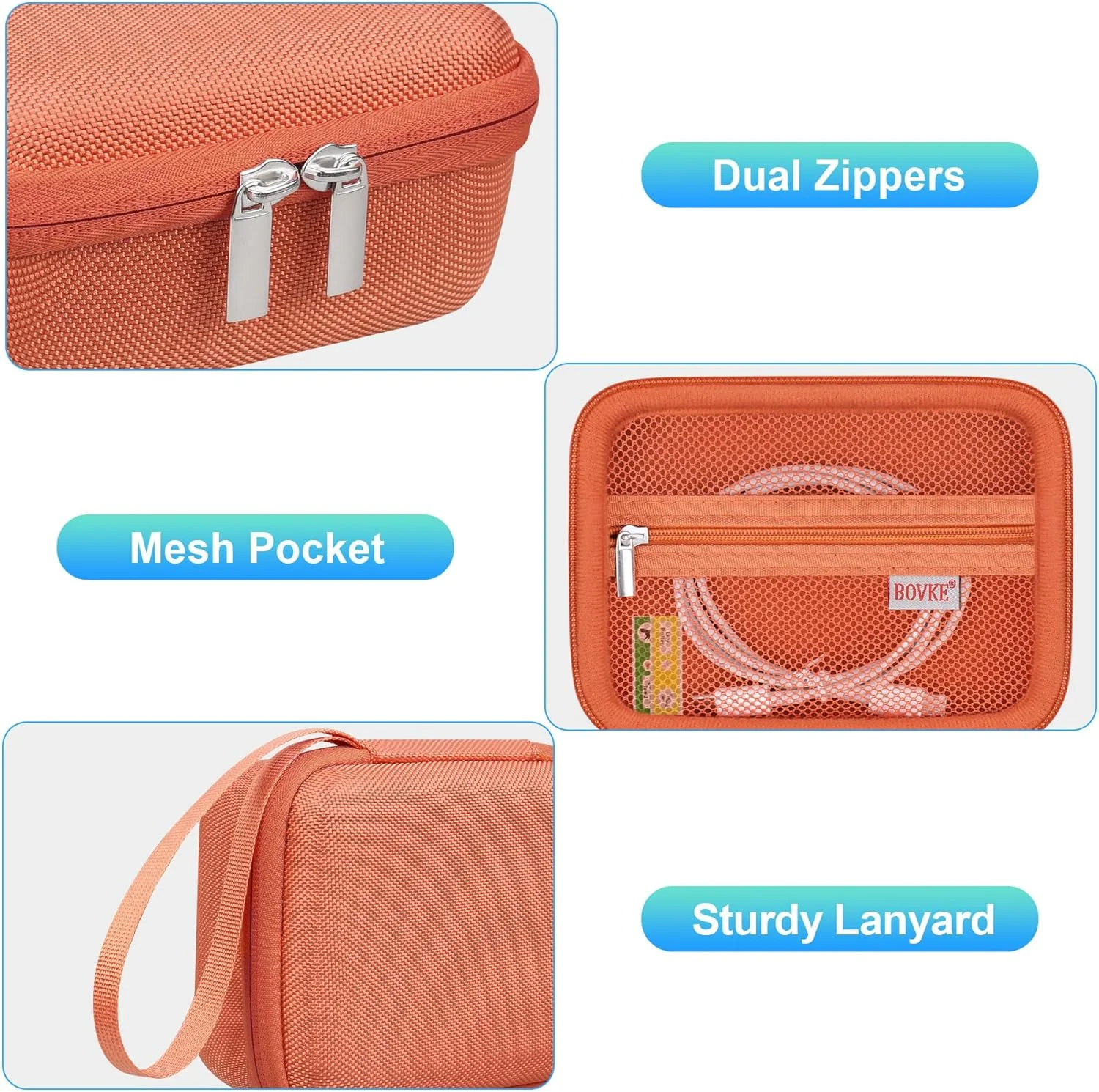 کیف میکروسکوپ BOVKE سازگار با میکروسکوپ کودکان، میکروسکوپ دستی 1000X کودکان، مینی میکروسکوپ قابل حمل برای کیف مسافرتی کودکان با جیب توری برای کابل های دیتا و اسلایدهای نمونه، نارنجی