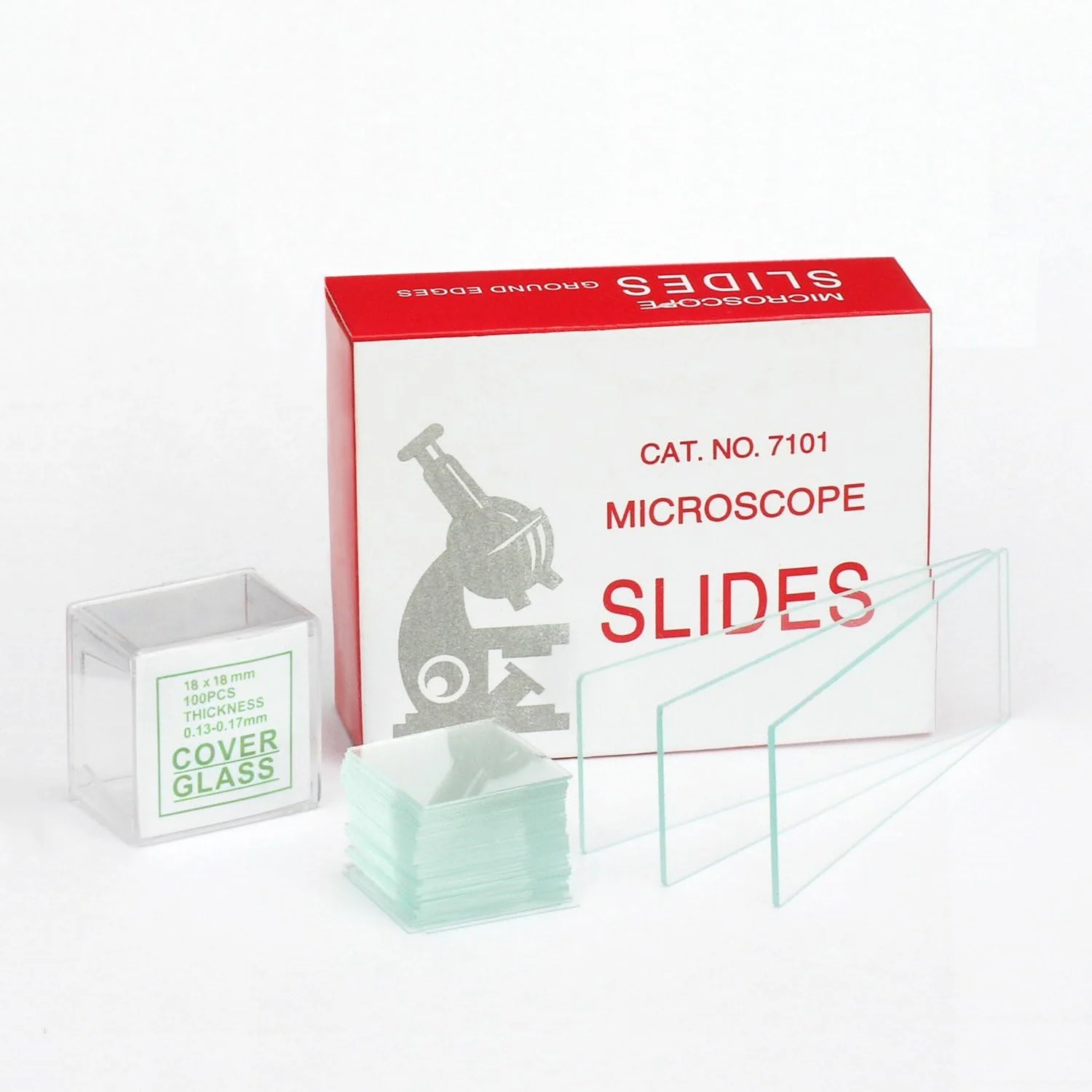 اسلاید میکروسکوپ شیشه ای و کاور اسلیپ مربعی (100 اسلاید، 100 کاور)