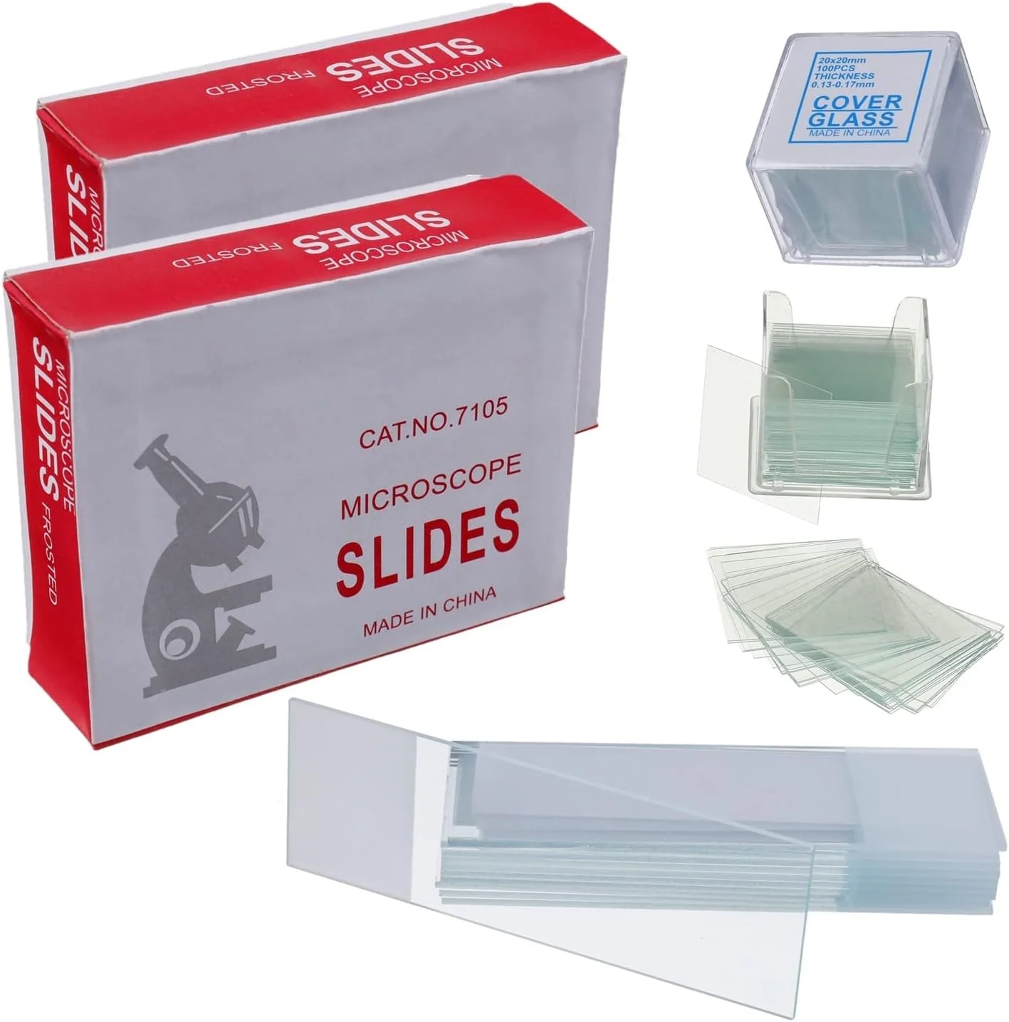 اسلاید میکروسکوپ از پیش تمیز شده BOJACK بسته 100 عددی با لبه آسیاب شده و 200 عدد شیشه پوششی میکروسکوپ از پیش تمیز شده به همراه 4 قطره چکان پلاستیکی