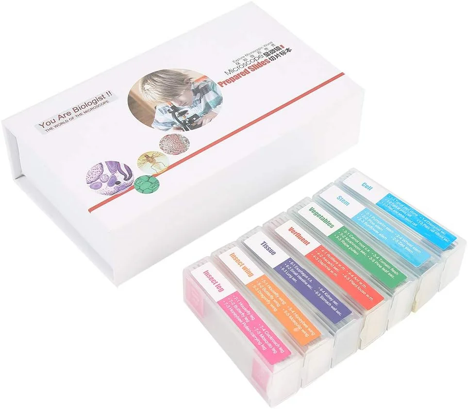 مجموعه ۳۵ عددی اسلایدهای میکروسکوپ شیشه ای آماده زیست شناسی Zerone برای کودکان و دانش آموزان، بهترین مجموعه برای میکروسکوپ ها، تماشای دنیای جادویی بیولوژیکی