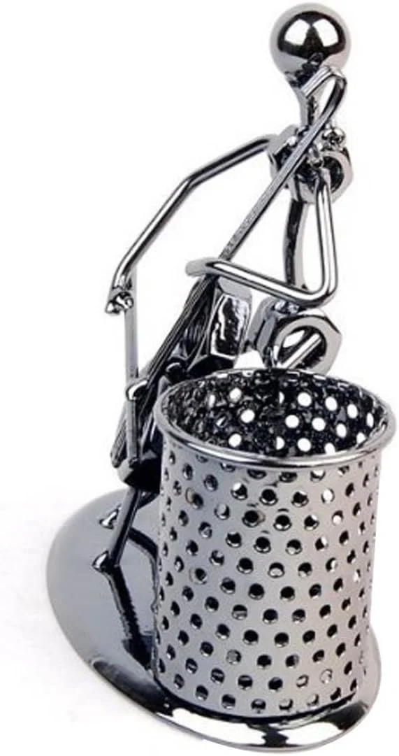 جا قلمی فلزی مرد آهنی نوازنده ویولنسل Winterworm، جامدادی رومیزی و نگهدارنده لوازم التحریر