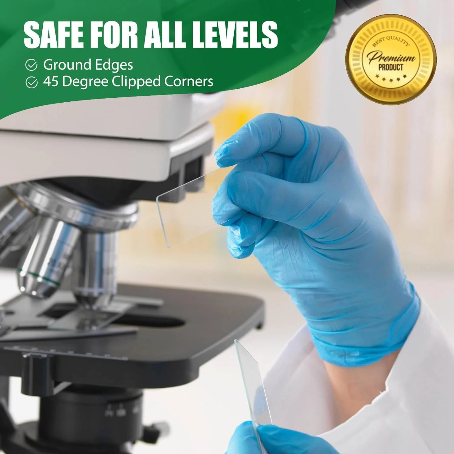اسلاید میکروسکوپ، اسلایدهای میکروسکوپ فوق شفاف و کاورها - 50 اسلاید، 100 کاور اسلیپ، اسلایدهای شیشه ای نوری برای میکروسکوپ، ایده آل برای آزمایش ها و تجزیه و تحلیل ها