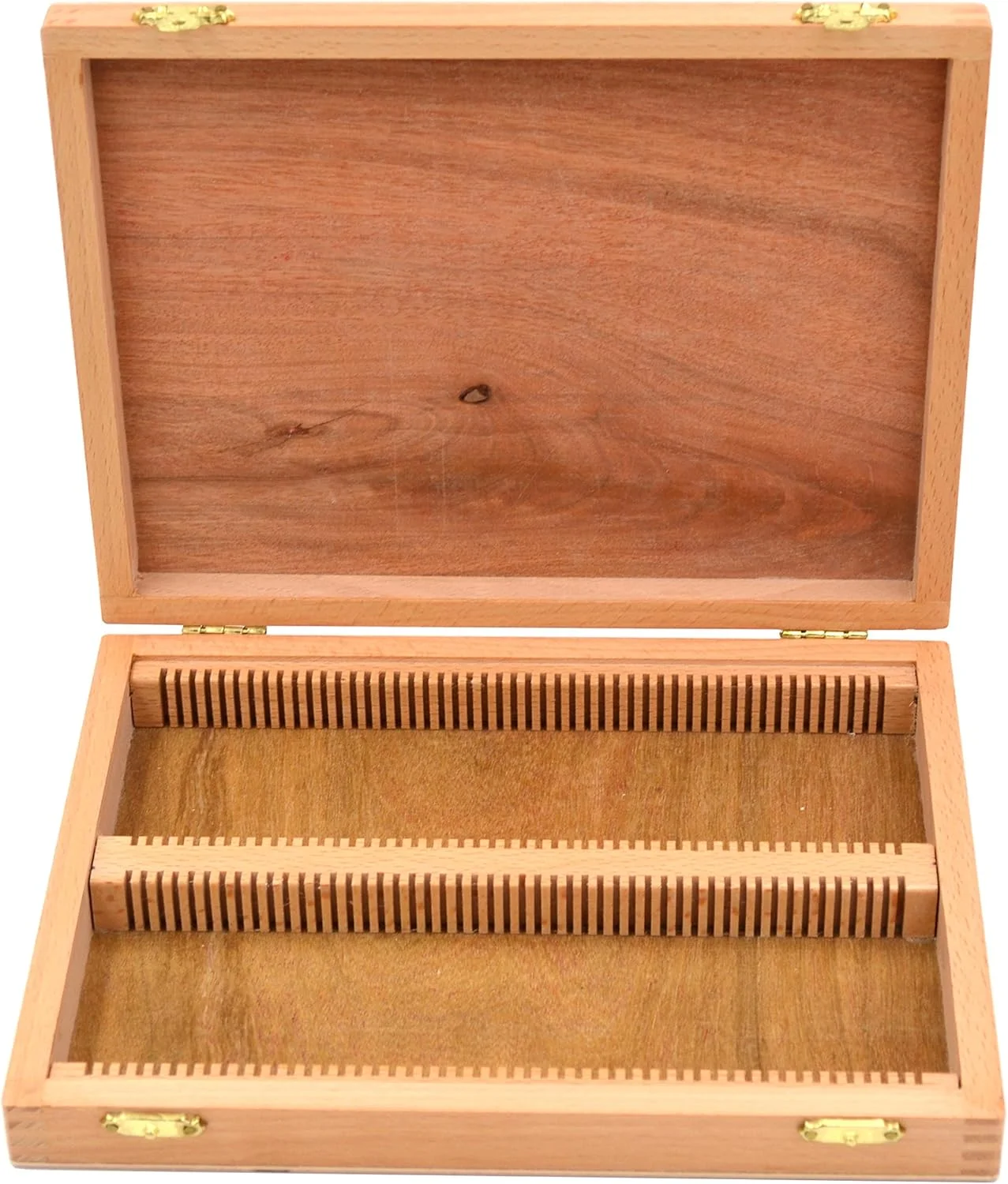 جعبه اسلاید چوبی برای ۱۰۰ اسلاید، با قفل - مناسب برای اسلایدهای ۷۵x۲۵ میلی‌متری