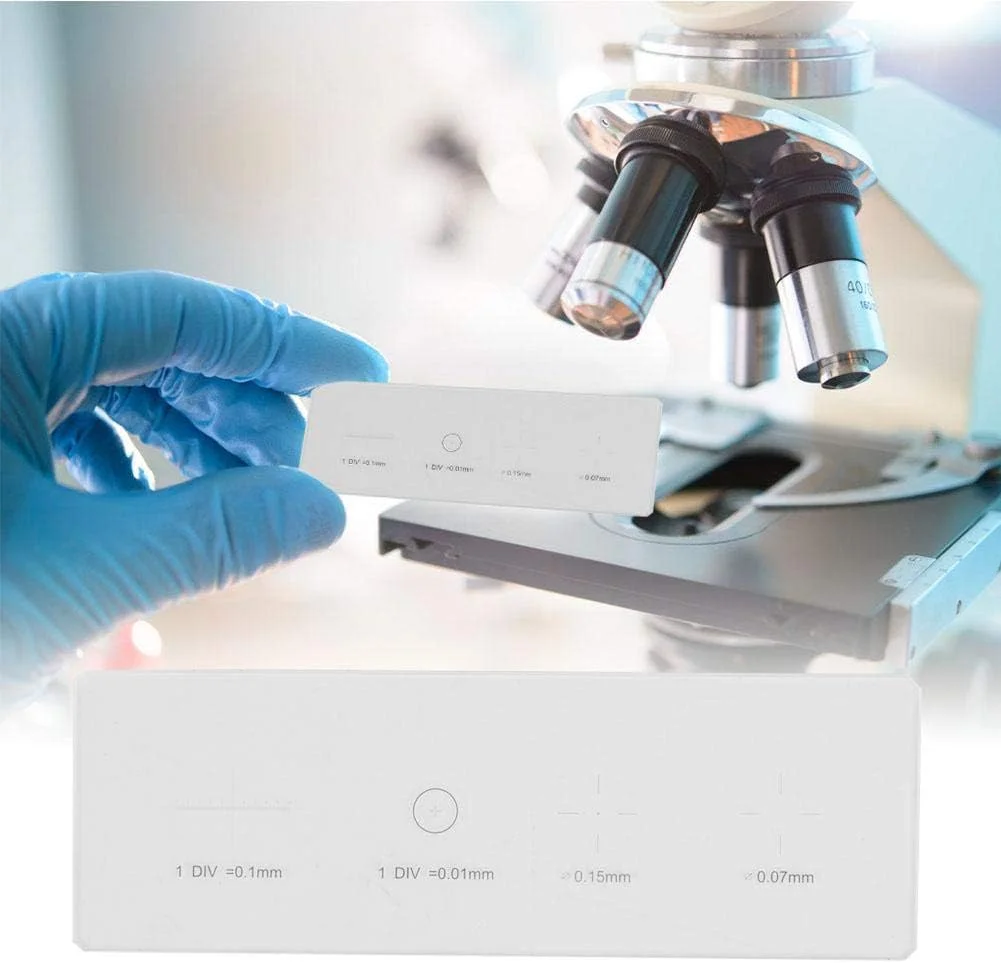 اسلاید کالیبراسیون رتیکول میکروسکوپ Walfront، خط کش اسلاید کالیبراسیون میکرومتر شیئی میکروسکوپ، میکرومتر شیشه ای استیج با تقسیمات 0.01 میلی متر