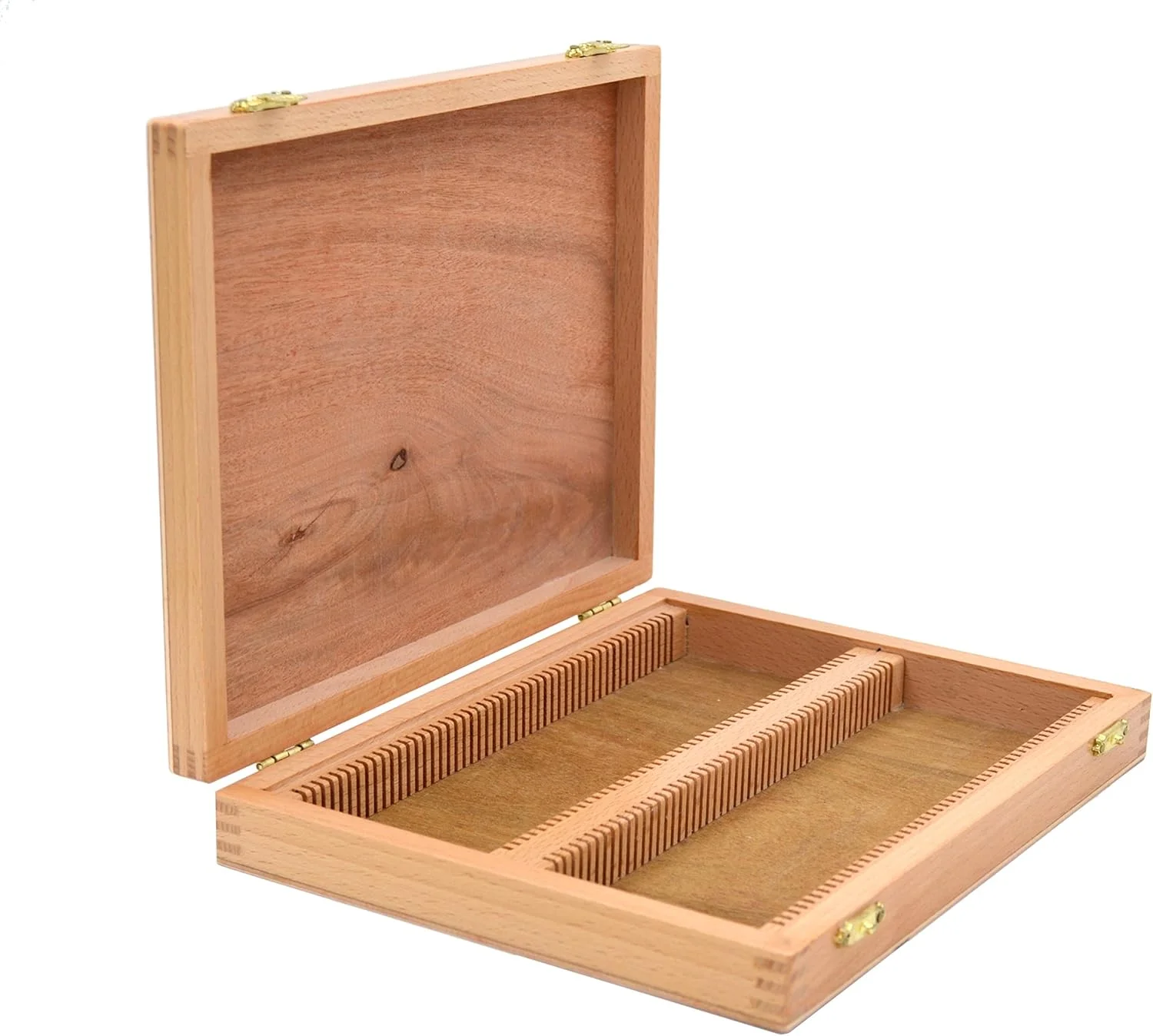 جعبه اسلاید چوبی برای ۱۰۰ اسلاید، با قفل - مناسب برای اسلایدهای ۷۵x۲۵ میلی‌متری