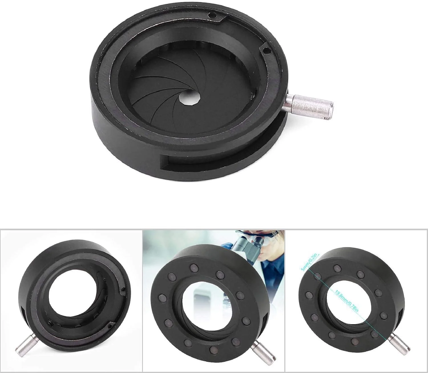 دیافراگم قابل تنظیم میکروسکوپ ViaGasaFamido، آداپتور عنبیه میکروسکوپ SK6 SK8 SK12 SK23 SK25، دیافراگم نوری برای میکروسکوپ (SK12)