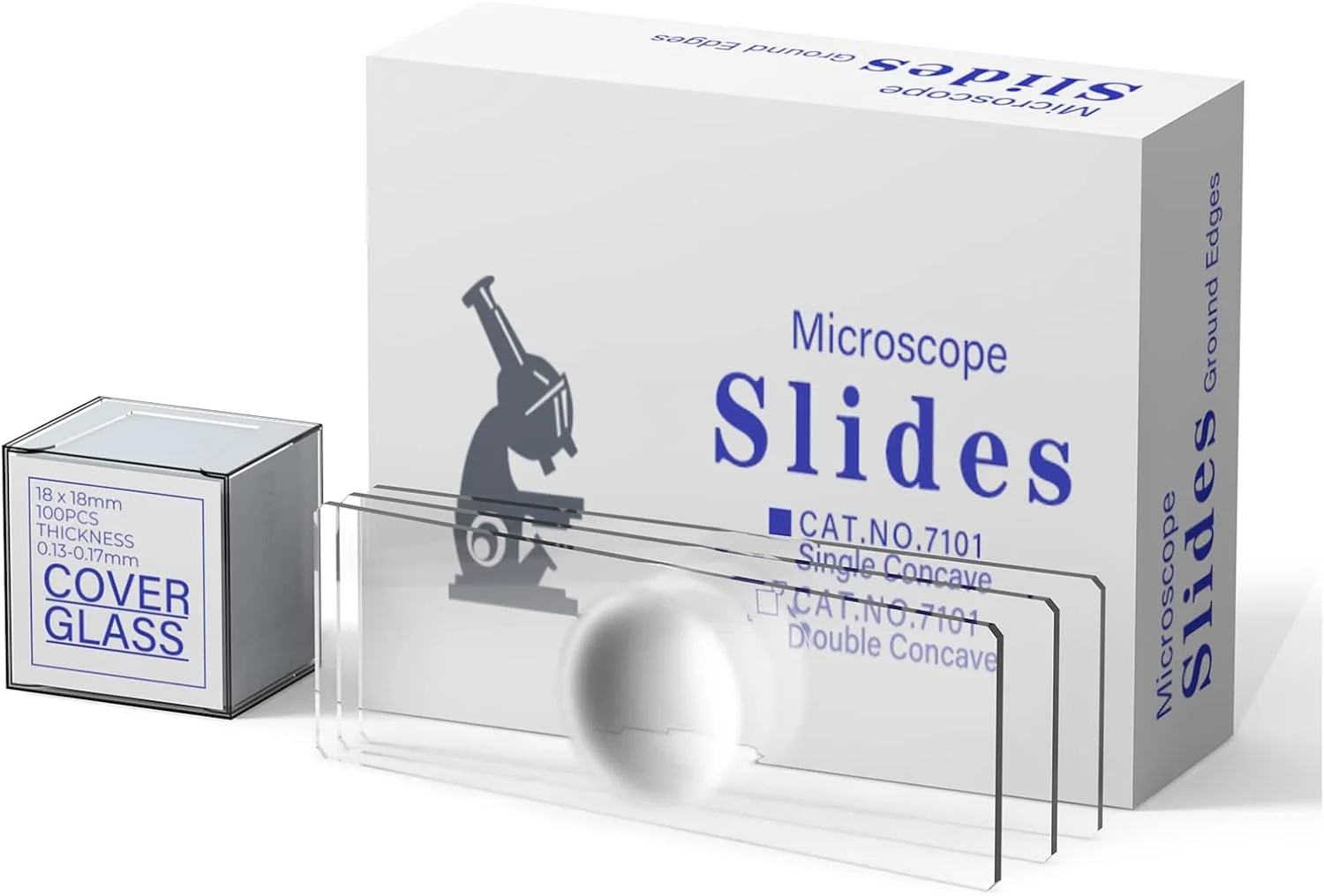 150 Pcs Microscope Slides Kit Single Depression Concave, Pre-Cleaned Blank Microscope Slides and 22x22mm Square Coverslips Cover Glass for Monocular Binocular Trinocular Microscopes