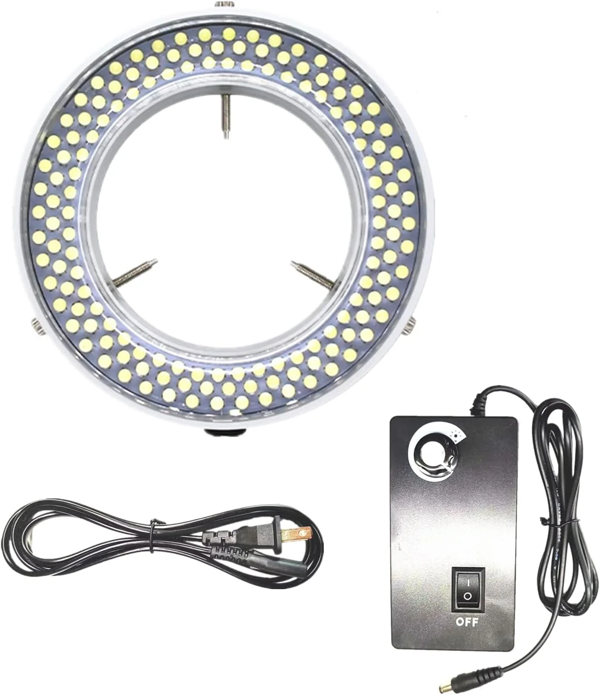 حلقه نور LED برای میکروسکوپ، نور حلقه ای 144 LED قابل تنظیم برای میکروسکوپ استریو (سفید)