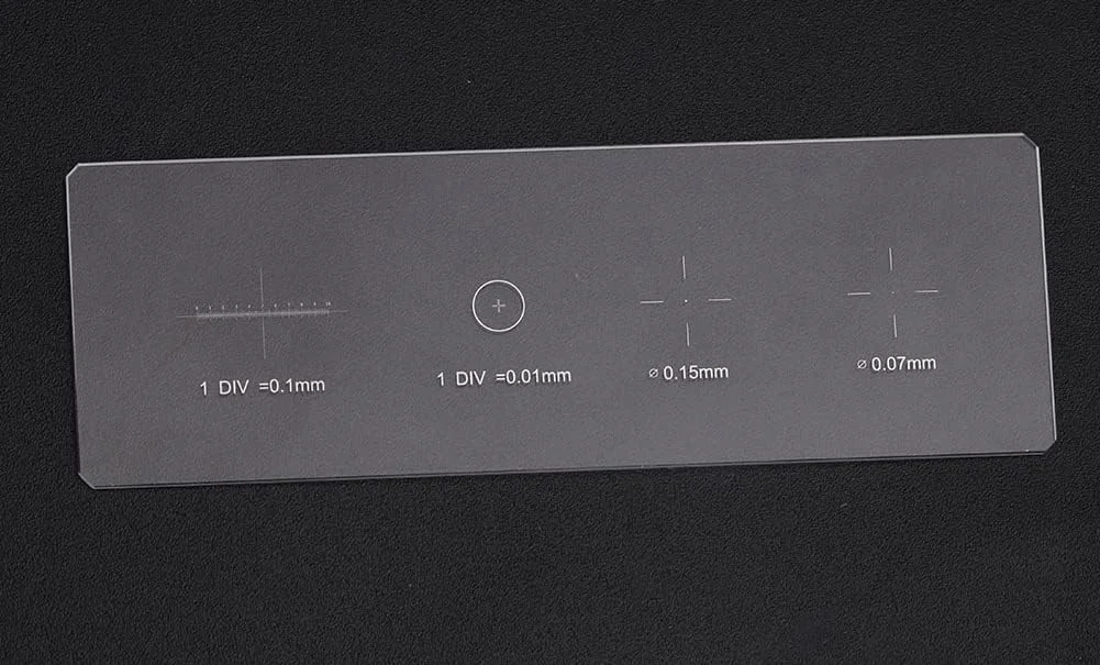 اسلاید میکروسکوپ چهار قسمتی مدرج سانن با دقت 0.01 میلی متر، اسلاید کالیبراسیون میکرومتر شیشه ای استیج میکروسکوپ