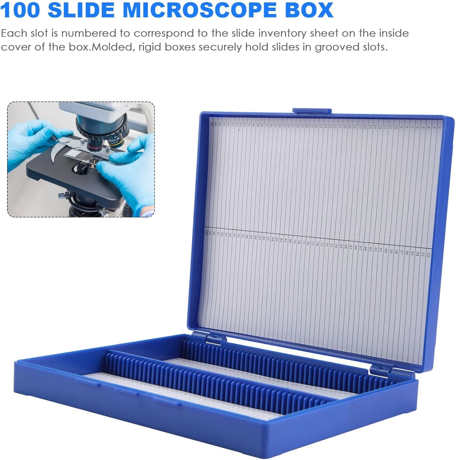 جعبه مستطیلی پلاستیکی رویال مناسب برای نگهداری 100 اسلاید میکروسکوپ