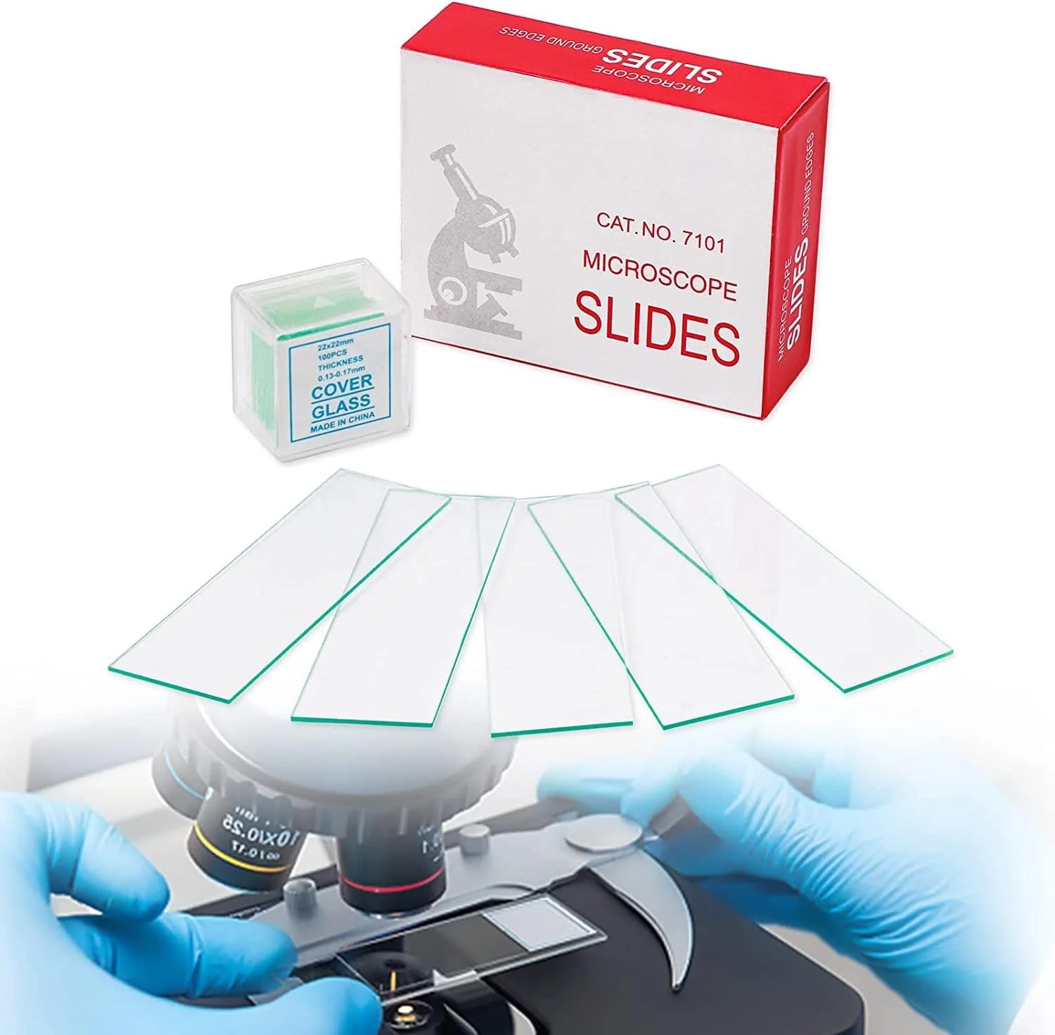 کیت اسلایدهای میکروسکوپ خالی از پیش تمیز شده 丨 50 عدد اسلاید میکروسکوپ شیشه ای لبه دار و 100 عدد ست لامل مربع شیشه ای برای علوم آزمایشگاهی