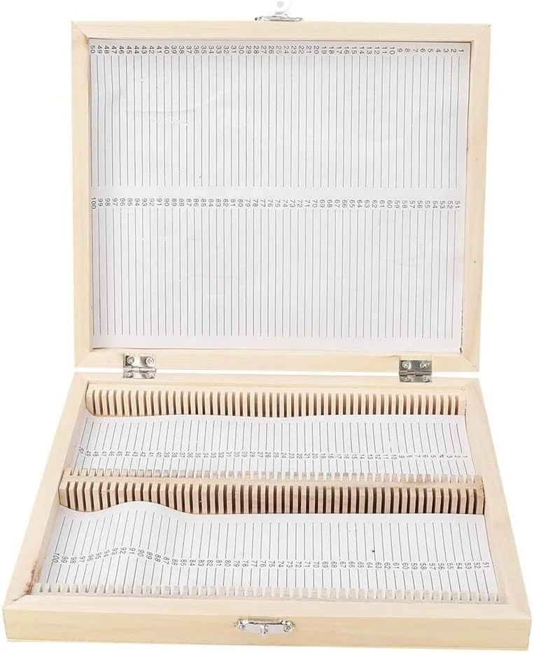 جعبه نگهداری اسلاید میکروسکوپ چوبی دست ساز 100 عددی، مناسب برای نگهداری نمونه ها با قفل و لولای فلزی