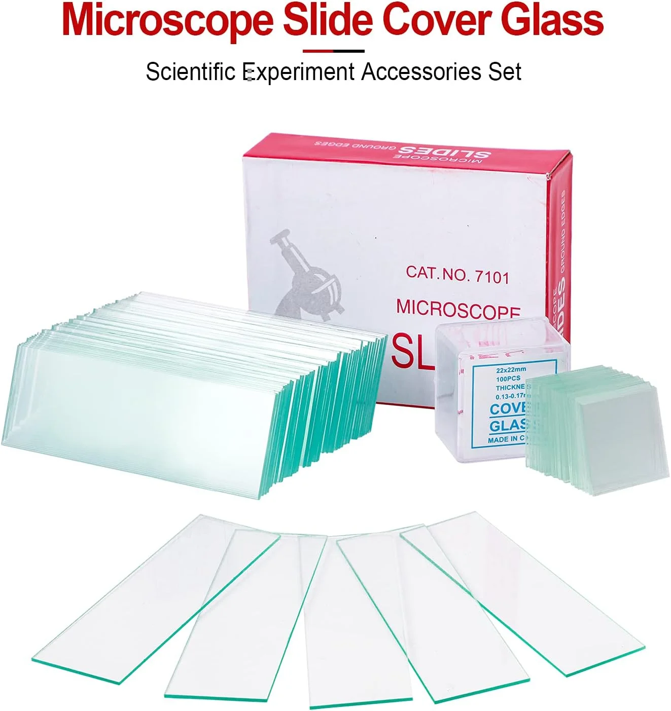 کیت اسلایدهای میکروسکوپ خالی از پیش تمیز شده 丨 50 عدد اسلاید میکروسکوپ شیشه ای لبه دار و 100 عدد ست لامل مربع شیشه ای برای علوم آزمایشگاهی